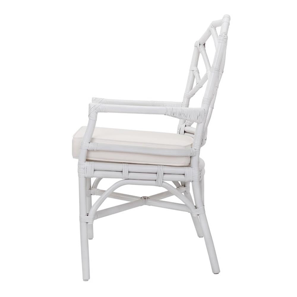 NPD Furniture & More Kara Rattan Arm Chair - Woven Rattan Accent Chair for Living Room, Patio, or Bedroom - Comfortable Boho Style Lounge Chair for Indoor & Outdoor Use