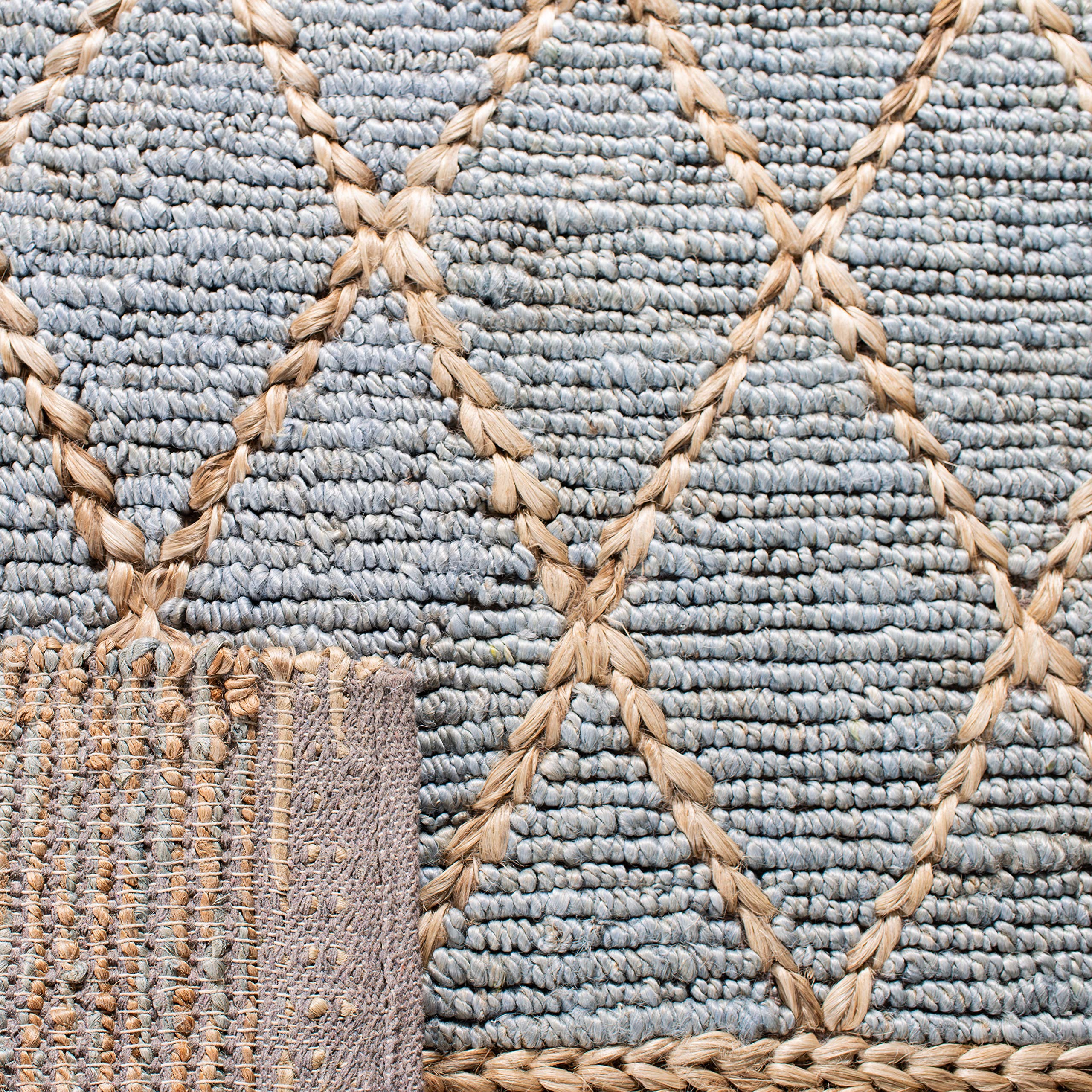 SAFAVIEH Natural Fiber Collection Handmade Boho Moroccan Trellis Jute Area Rug - 6' x 9', Natural & Blue, Non-Slip & Durable for High Traffic Areas - Perfect for Living Room, Bedroom, Dining Room & Home Office Decor (NF955N)