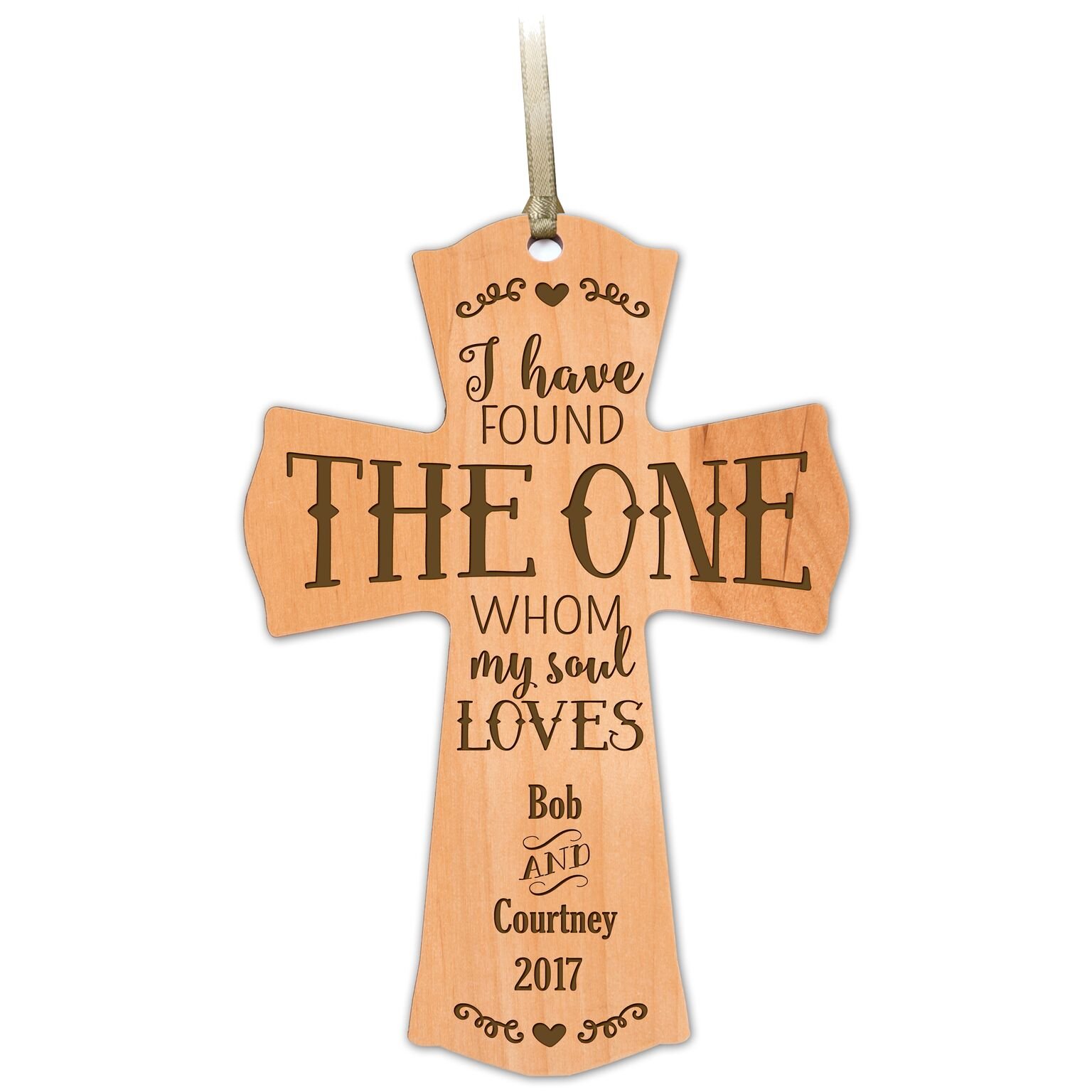 Personalized Wooden Cross Keepsake - Custom Family Decorative Ornament Gift for Mom, Dad, Parents from Son or Daughter - 4.25” x 6” - Perfect for Christmas, Baptism, Wedding & Home Decor (I Have Found The One)