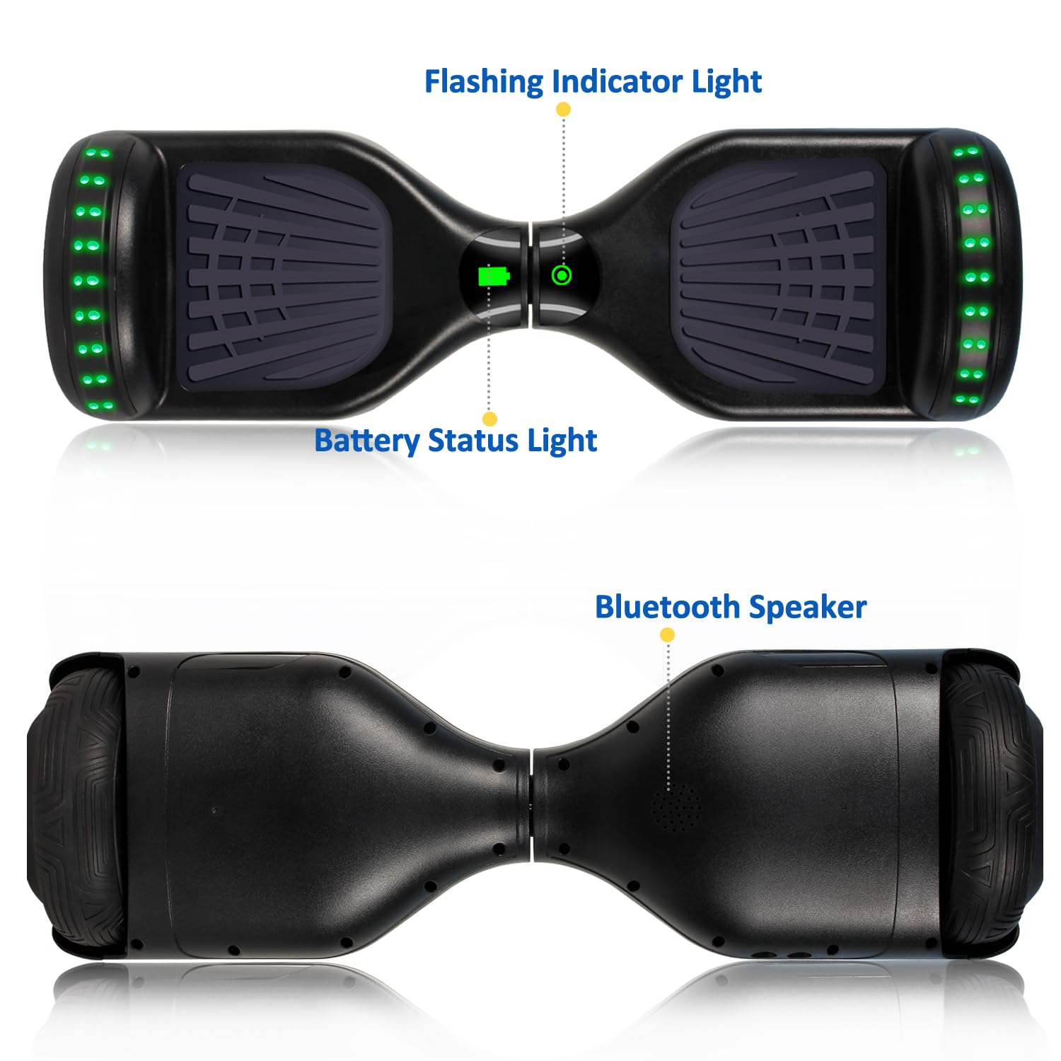 6.5 Inch Self Balancing Hoverboard with Bluetooth & LED Lights - Electric Scooter for Kids & Teens - Perfect for Commuting, Outdoor Fun & Birthday Gifts