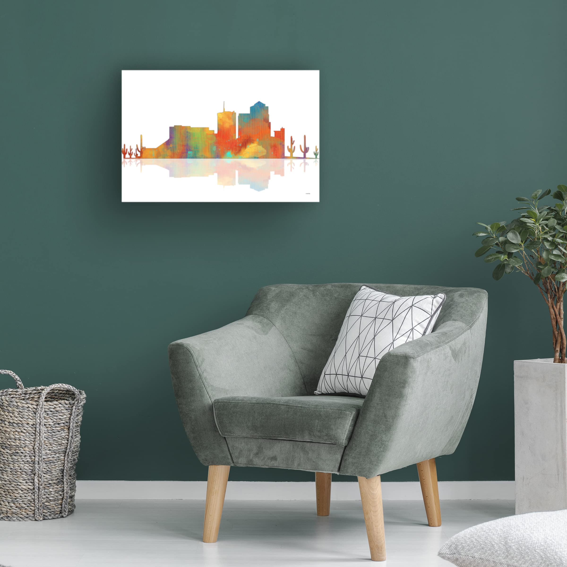 Trademark Fine Art 'Tucson Arizona Skyline 1' Canvas Wall Art Print by Marlene Watson - 16x24 Inches - Southwestern Home Decor for Living Room, Office & Bedroom