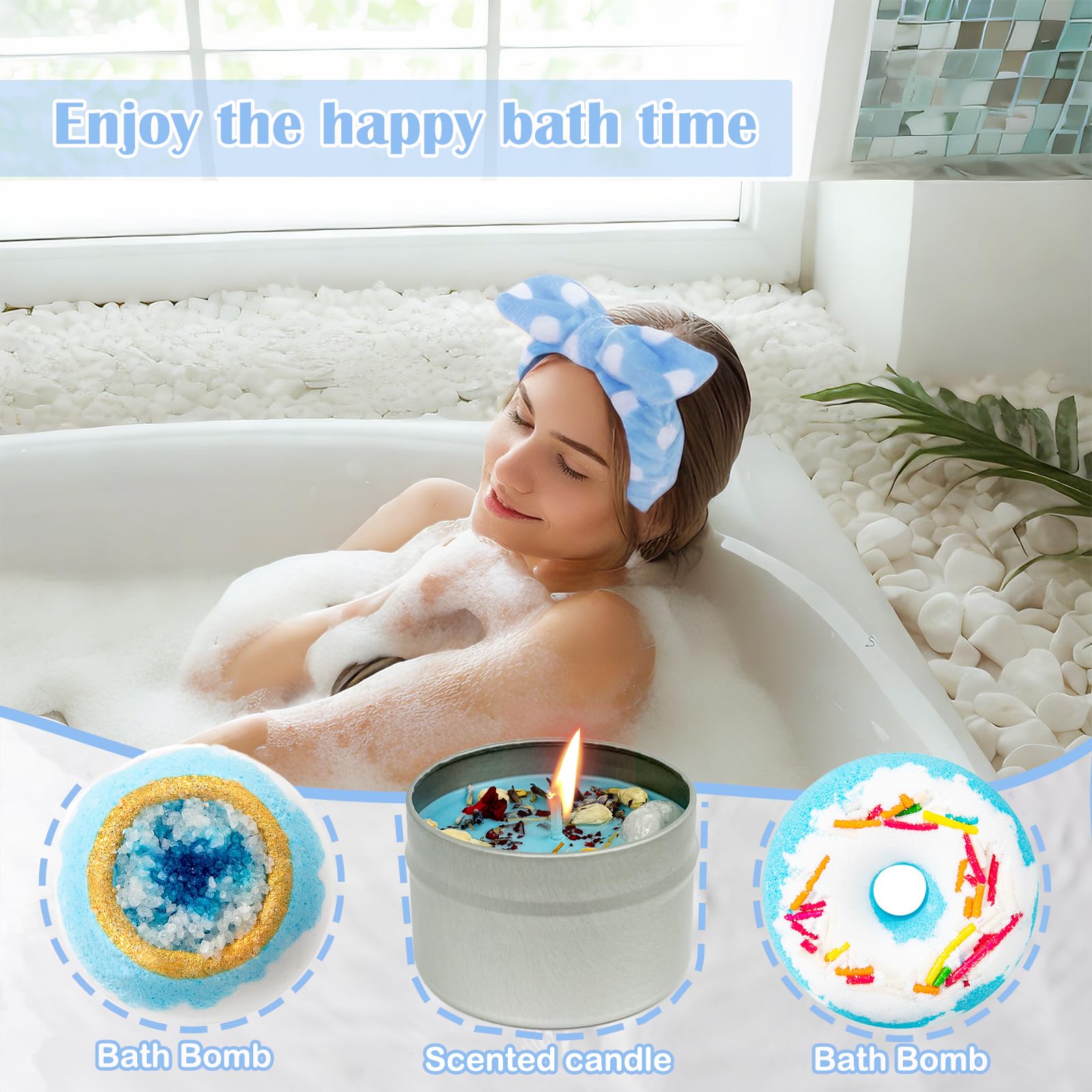 Relaxing Spa Gift Basket for Women - Birthday Gifts for Her, Mom, Wife, Sister, Grandma | Lavender Bath Set with Soap, Bath Bombs & Candles | Perfect Self Care Gift for Valentine's Day, Mother's Day & Special Occasions | Ideal for Stress Relief & Home Spa Nights