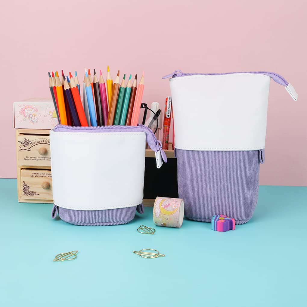 Oyachic Stand Up Pencil Case - Adjustable Telescopic Pen Holder & Cosmetic Organizer Bag - Cute Makeup Pouch for Women - Perfect for Office, School & Travel Organization