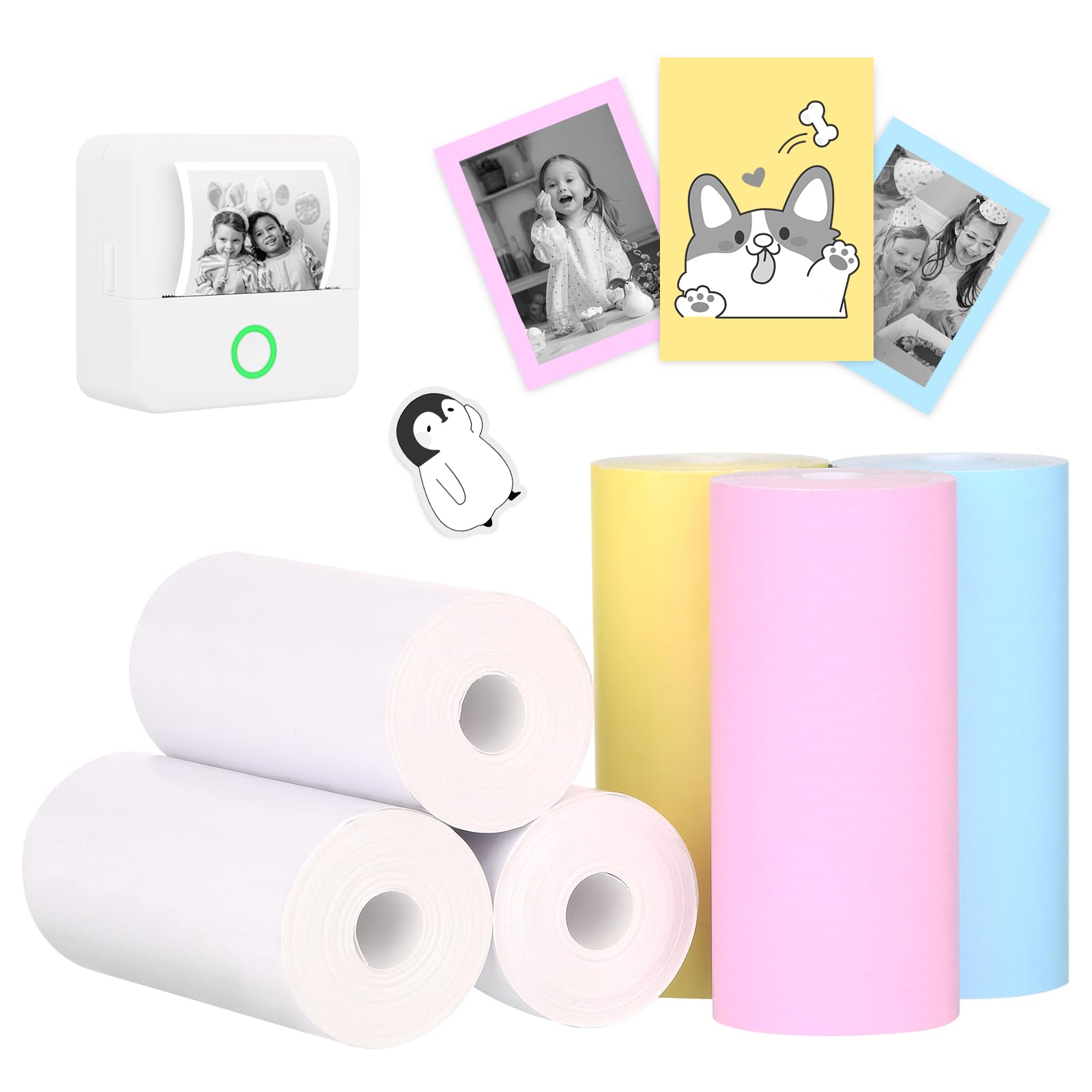 6 Rolls Non-Adhesive Thermal Mini Printer Paper (3 White & 3 Colorful) - 57x25mm for Mafiti X6 Mini Pocket Printer | Portable Labeling for Home, Office & Travel Organization