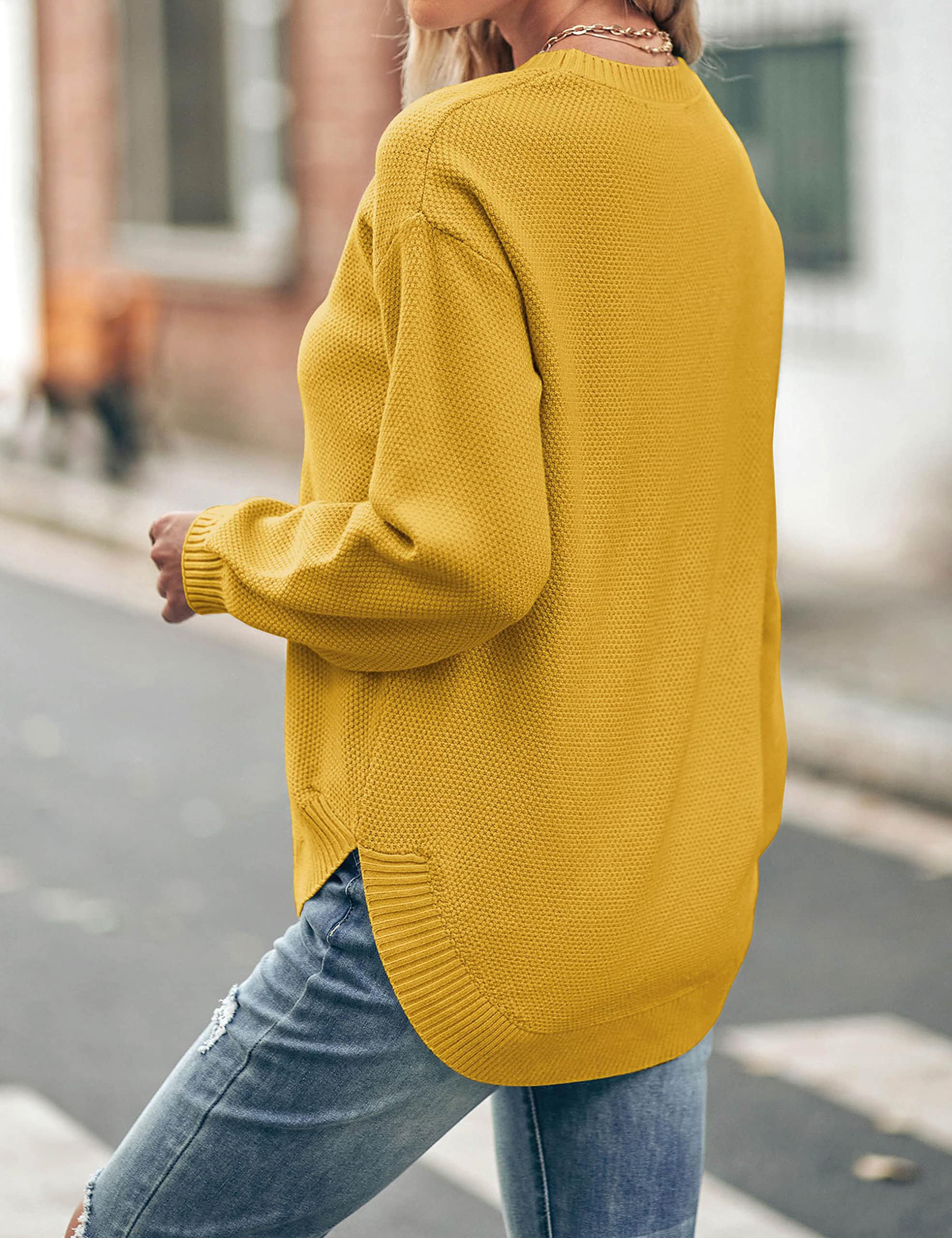 MEROKEETY Women's 2025 Fall Long Sleeve Crewneck Sweater - Soft Waffle Knit Pullover Jumper for Women | Cozy Autumn & Winter Fashion, Perfect for Office, Date Night and Casual Outfits