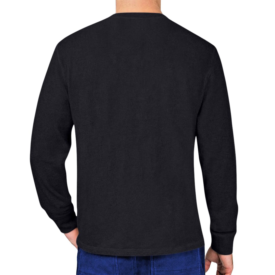 Men's Waffle Knit Henley Long Sleeve Shirt - Breathable Casual T-Shirt for Everyday Wear | Perfect for Work, Weekend Outings & Date Nights