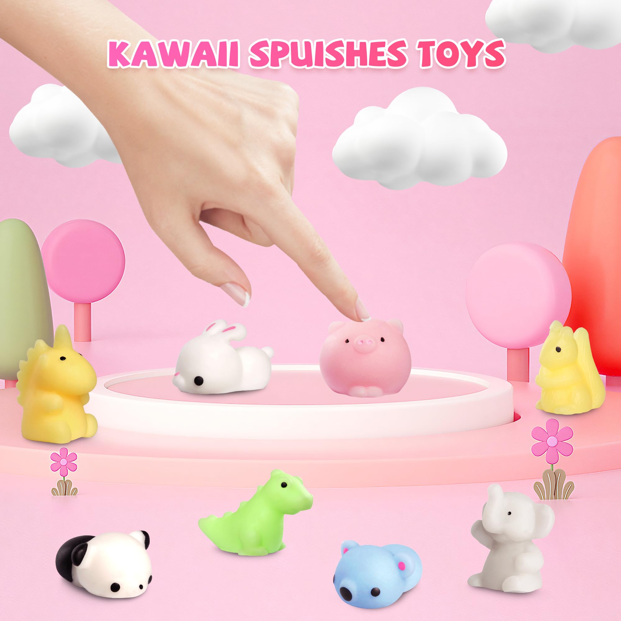 30 Packs Valentine's Day Cards with Mochi Squishy Toys - Cute Mini Stress Relief Toys for Kids, Classroom Prizes & Valentine's Exchange Gifts - Perfect for School Parties, Gift Giving & Stress Relief Fun
