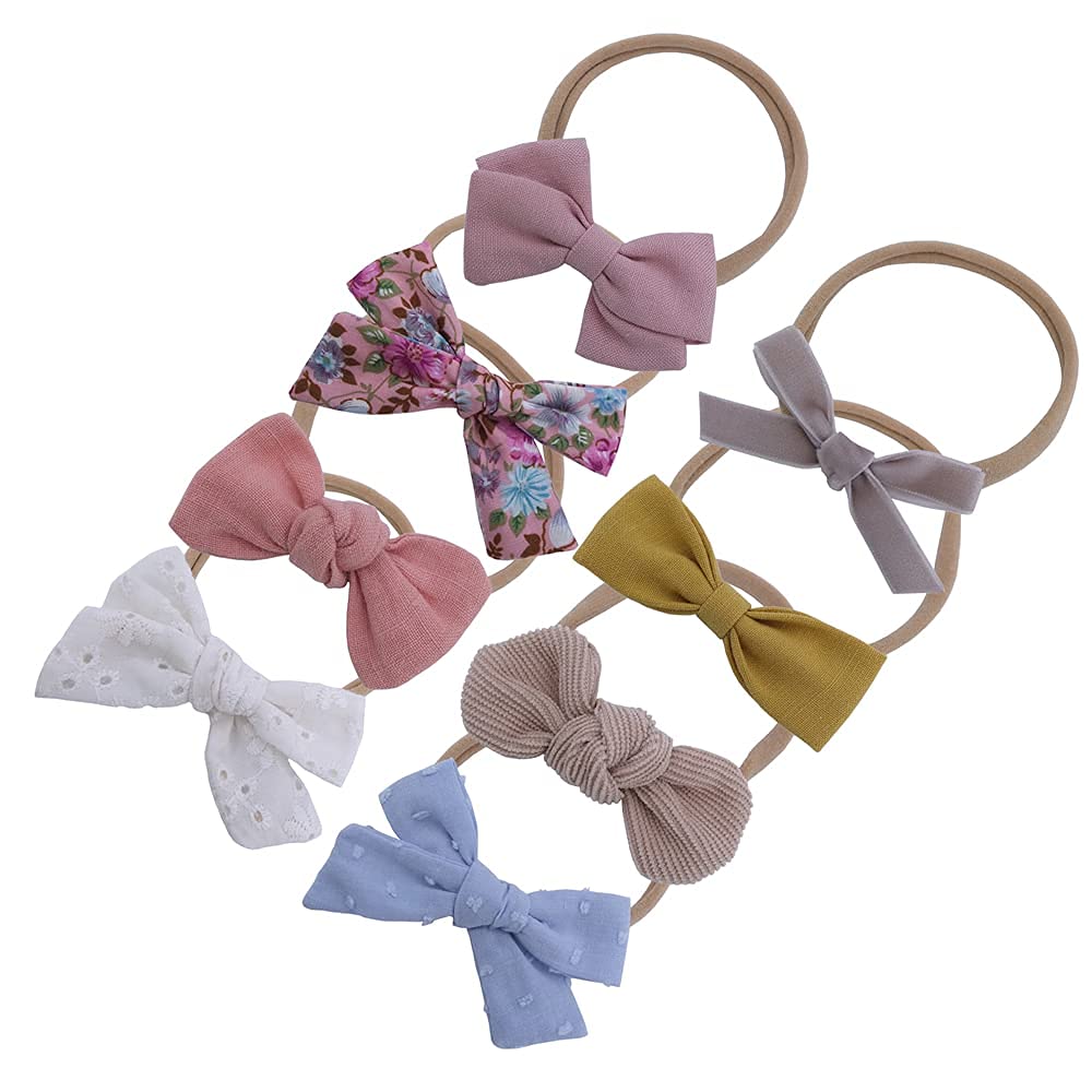 Baby Headbands with Bows for Newborns & Toddlers - Soft Elastic Nylon Hair Accessories for Girls | Perfect for Photoshoots, Birthday Parties & Daily Outfits