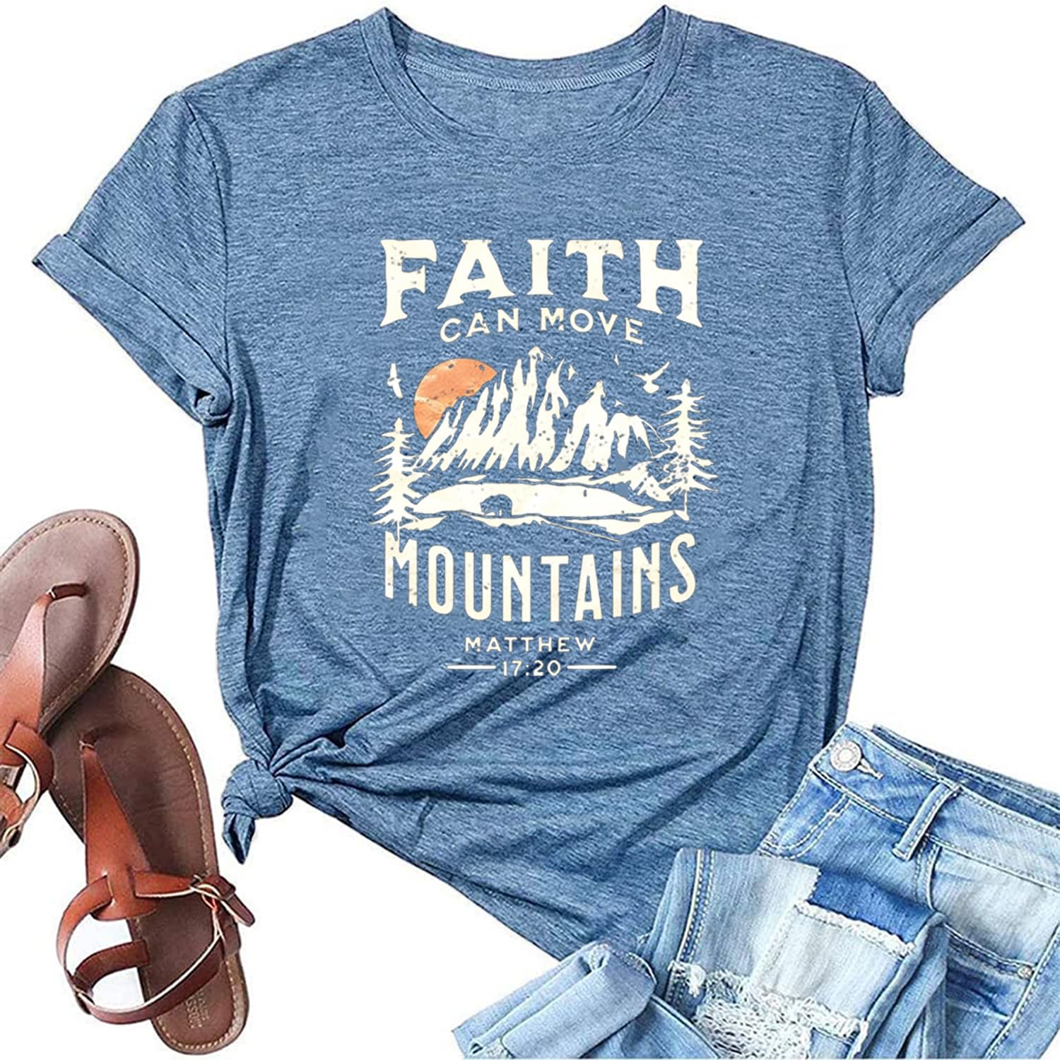 Christian Faith T-Shirts for Women - Butterfly Daisy Graphic Casual Tee - Perfect for Church, Bible Study & Everyday Wear