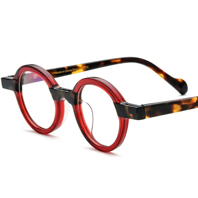 Stylish Black Unisex Acetate Round Eyeglasses - Full Rim Small Frame 19231 | Perfect for Reading, Work & Fashion Accessories