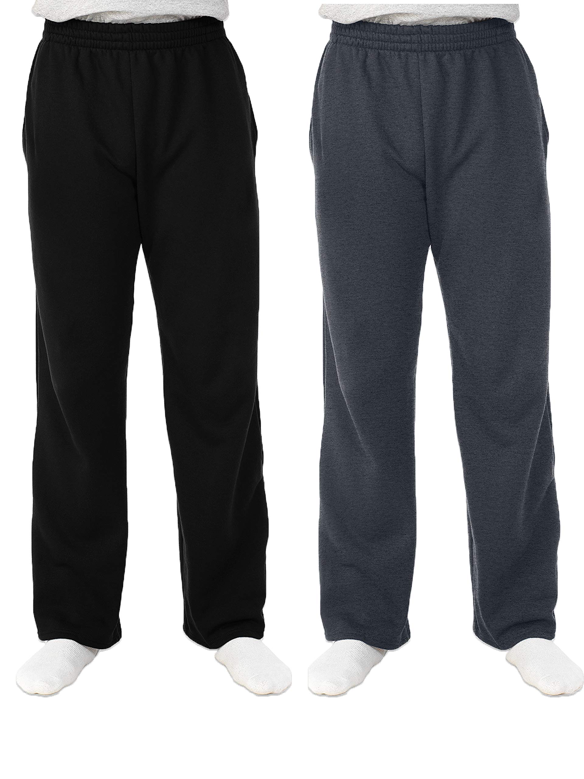 Fruit of the Loom Men's Soft Fleece Sweatpants with Open Bottom - Comfortable Lounge Pants for Relaxing at Home, Gym, or Running Errands