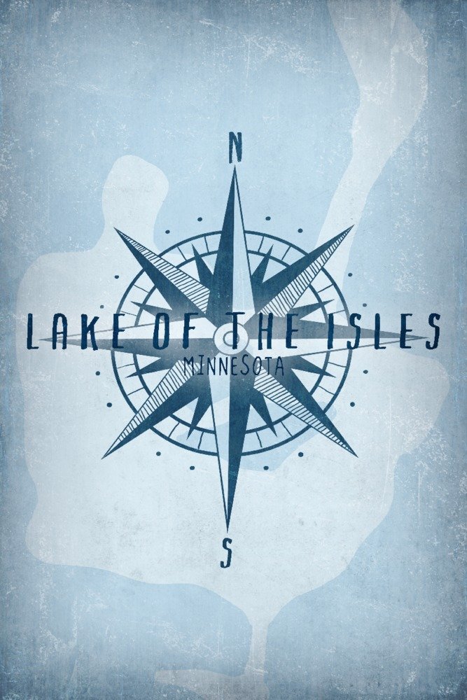 Lake of the Isles Minnesota Travel Poster - 36x54 Giclee Gallery Print Wall Art Decor | Lake Essentials & Compass Design | Perfect for Home, Office, or Cabin Decor