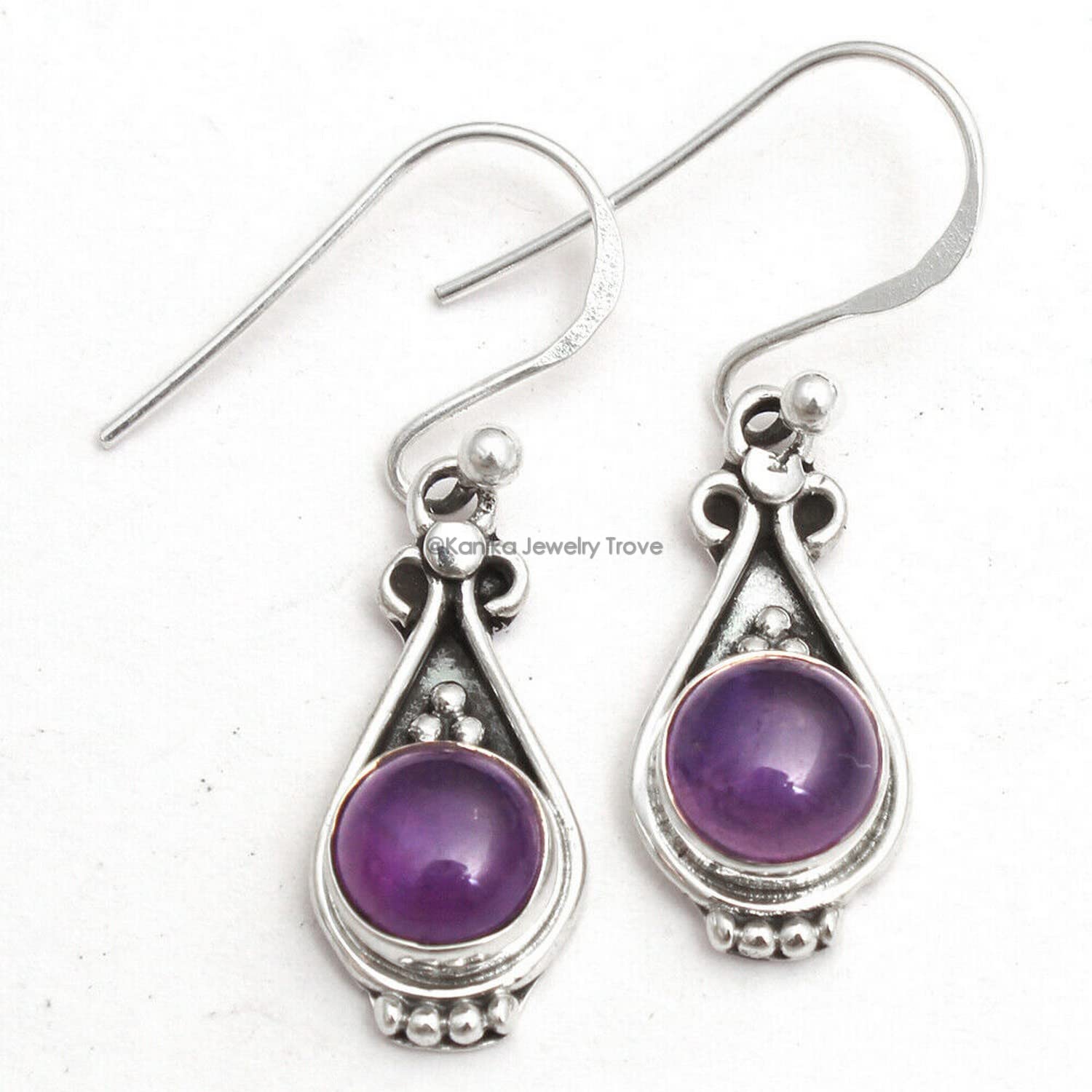 Natural Amethyst Gemstone 925 Sterling Silver Drop Earrings for Women & Girls - Bezel Set Dangle Earrings, Purple Bridesmaid Jewelry, Christmas Gift for Her | Perfect for Weddings, Parties & Special Occasions