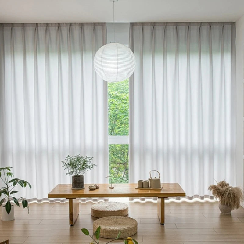 Anna White Polyester Blackout Curtains - Scratch Resistant & Light Filtering Custom Window Treatments for Living Room, Bedroom & Nursery