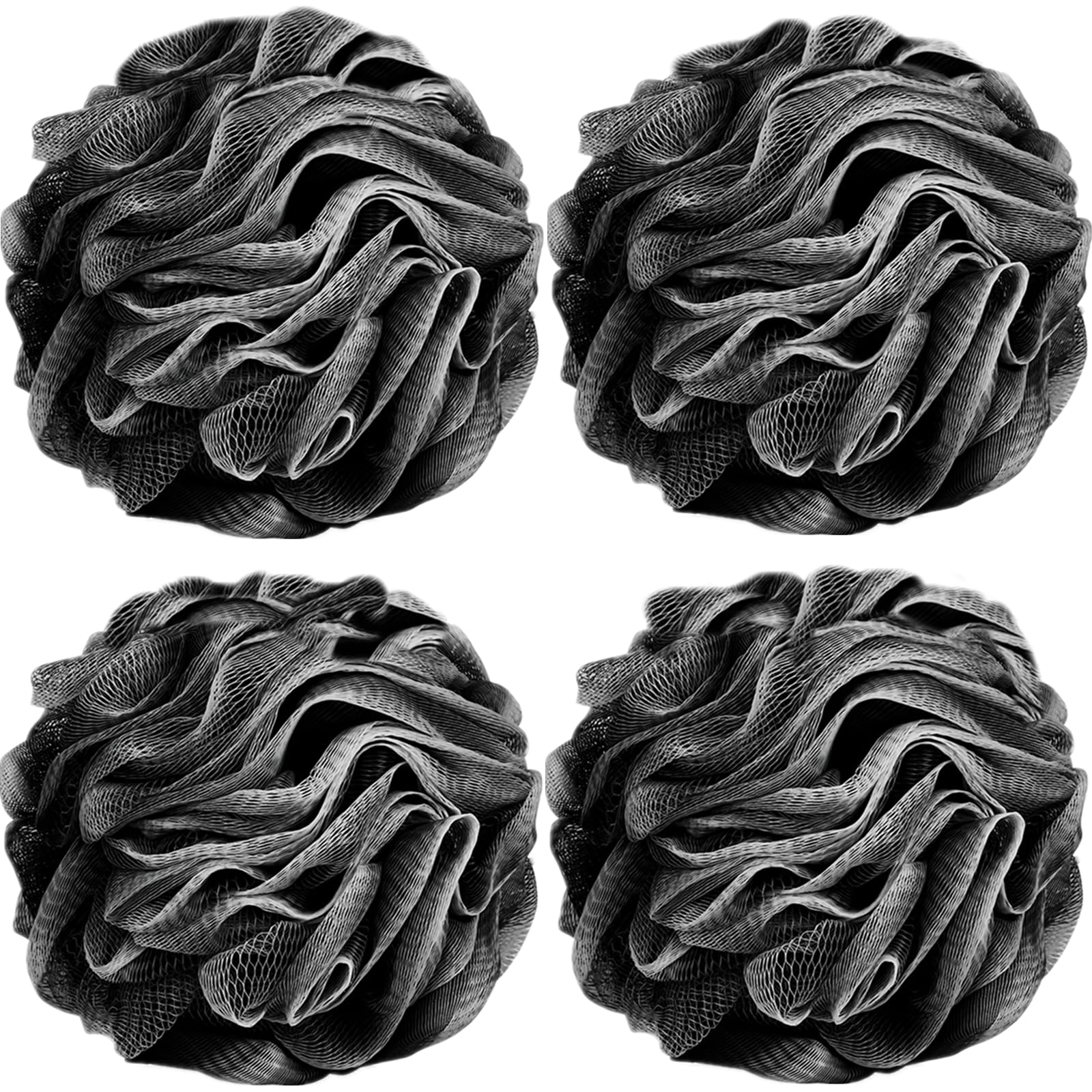 Natural Loofah Sponge for Shower & Bath - 4 Pack Exfoliating Body Scrubber with Mesh Texture (50g, 4 Colors) | Gentle Skin Exfoliator for Men & Women | Perfect for Back Scrubbing, Deep Cleansing & Spa Day at Home