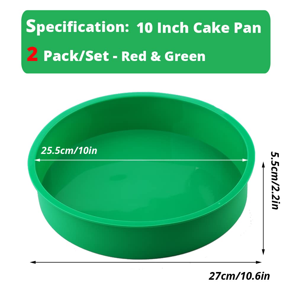 10 Inch Round Cake Pans Set of 2 - Nonstick Silicone Baking Molds for Layer Cakes, Cheesecake, Chocolate Cake & Rainbow Cake | Perfect for Birthday Parties, Wedding Cakes & Home Baking