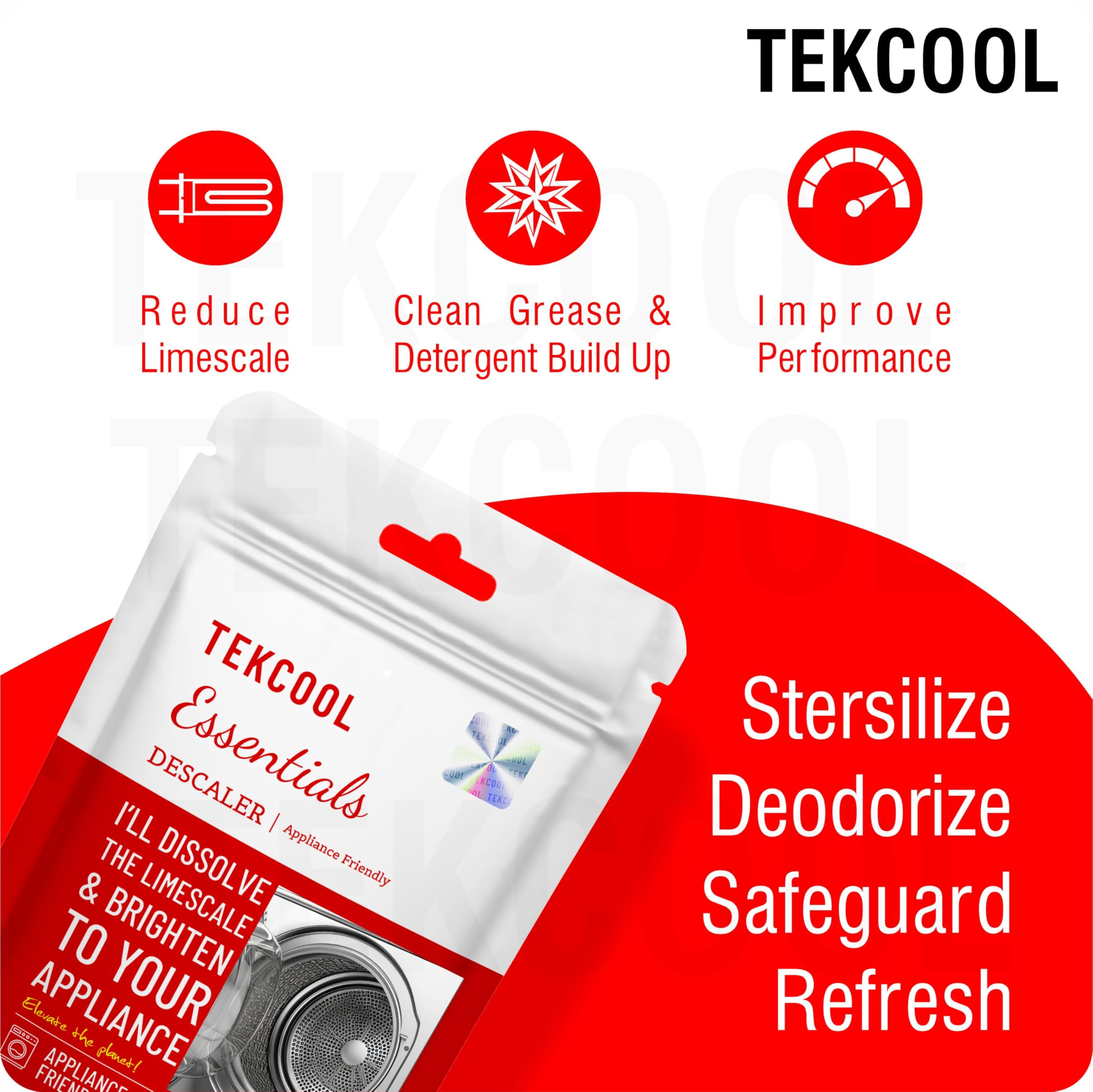 Washing Machine Cleaner & Descaler Powder - Front Load & Top Load Washer Detergent, Deep Cleaning & Descaling Formula (100g x 4 Pack) - Eliminate Odors, Remove Mold & Residue for Fresh Laundry