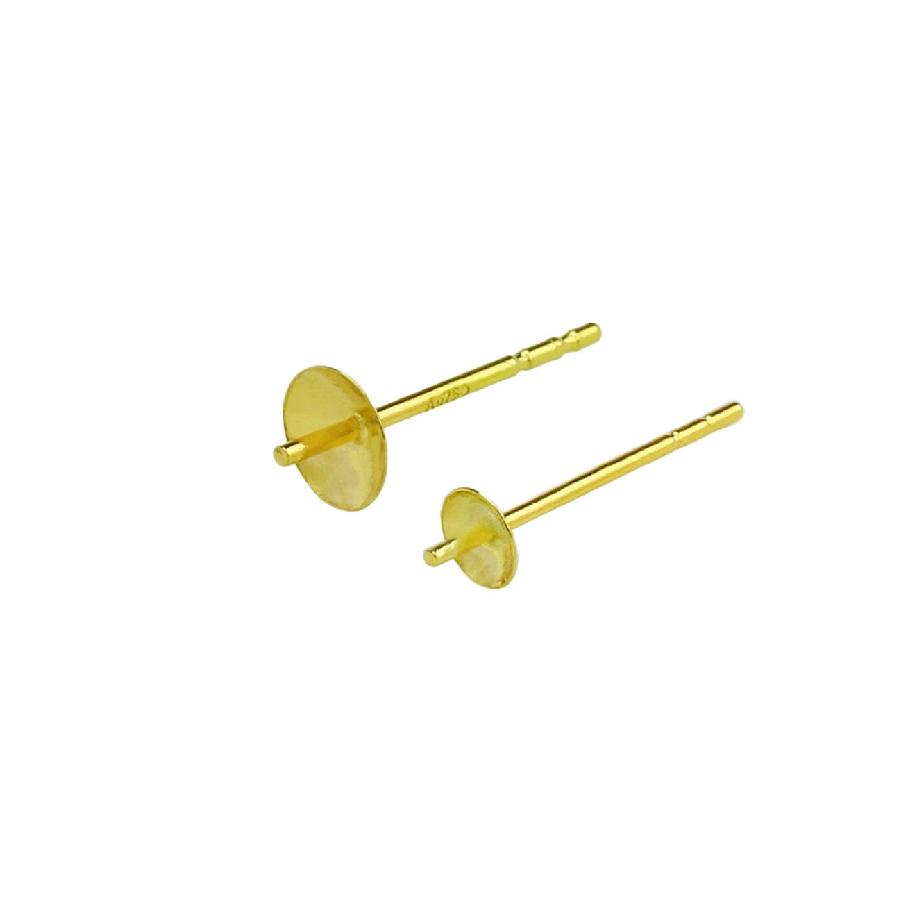 18K Gold Pearly Lustre Earrings Stud Holder WA00107 - Elegant Pearl Stud Earrings for Women, Perfect for Weddings, Parties & Daily Wear