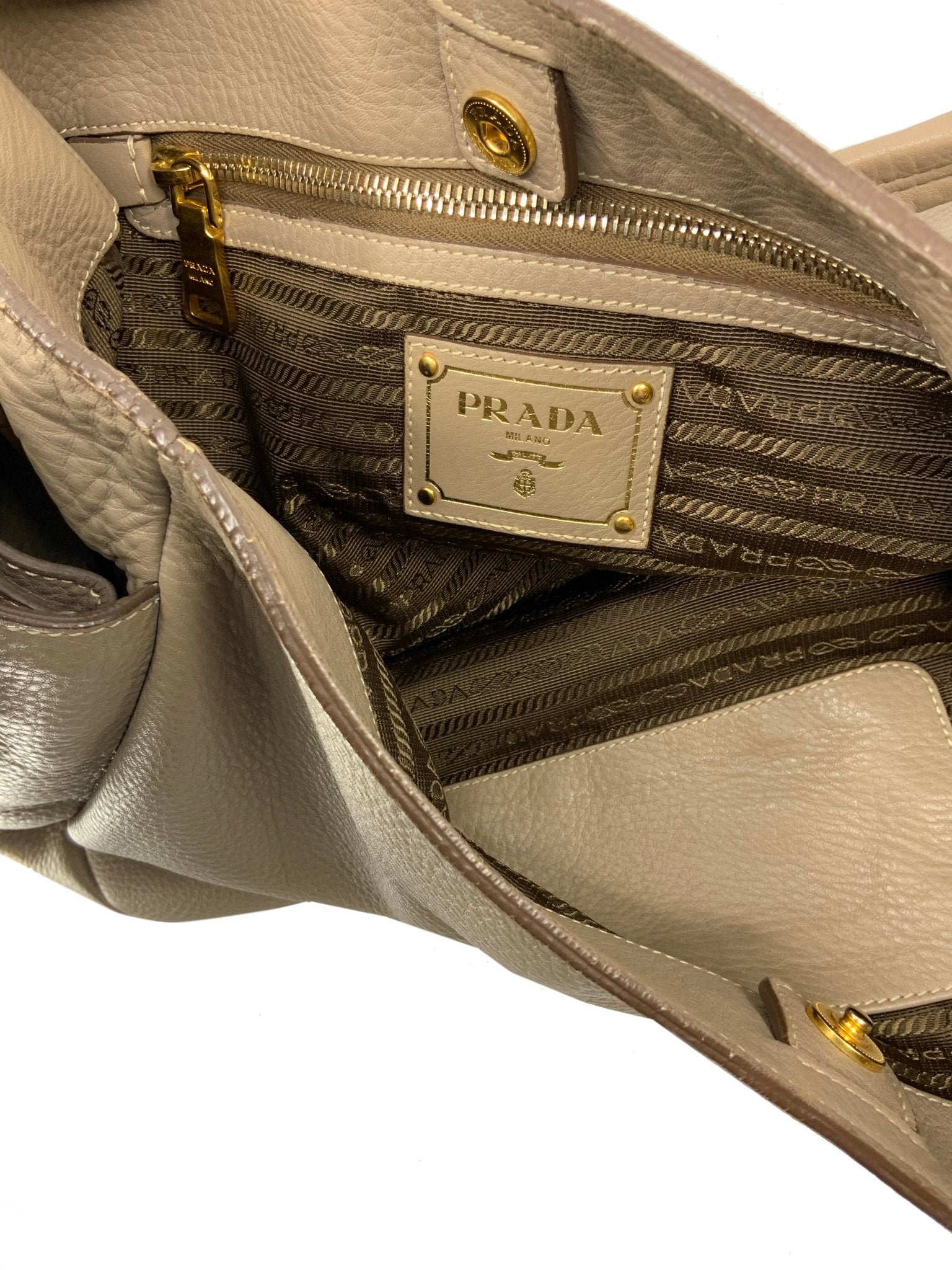 Prada Side Pocket Zip Vitello Daino Hobo Handbag - Luxury Leather Shoulder Bag for Women | Perfect for Work, Travel & Everyday Use