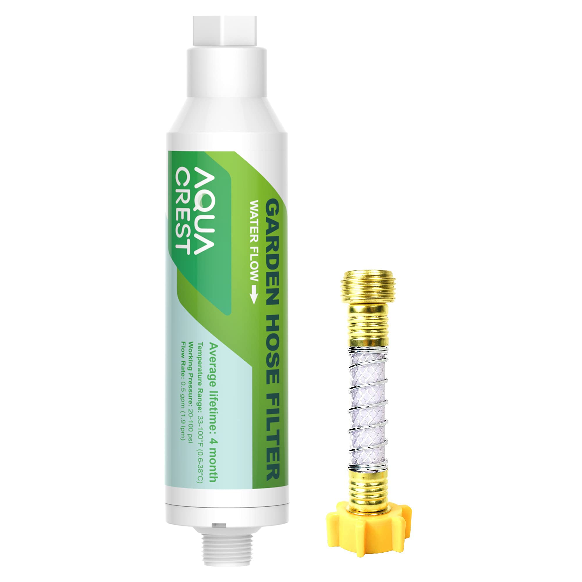 AQUACREST Garden Hose Water Filter - Chlorine & Odor Reduction for Healthier Plants | Organic Gardening, Farming & Pet Care | with Hose Protector | Perfect for Watering Vegetables, Flowers & Pet Bathing