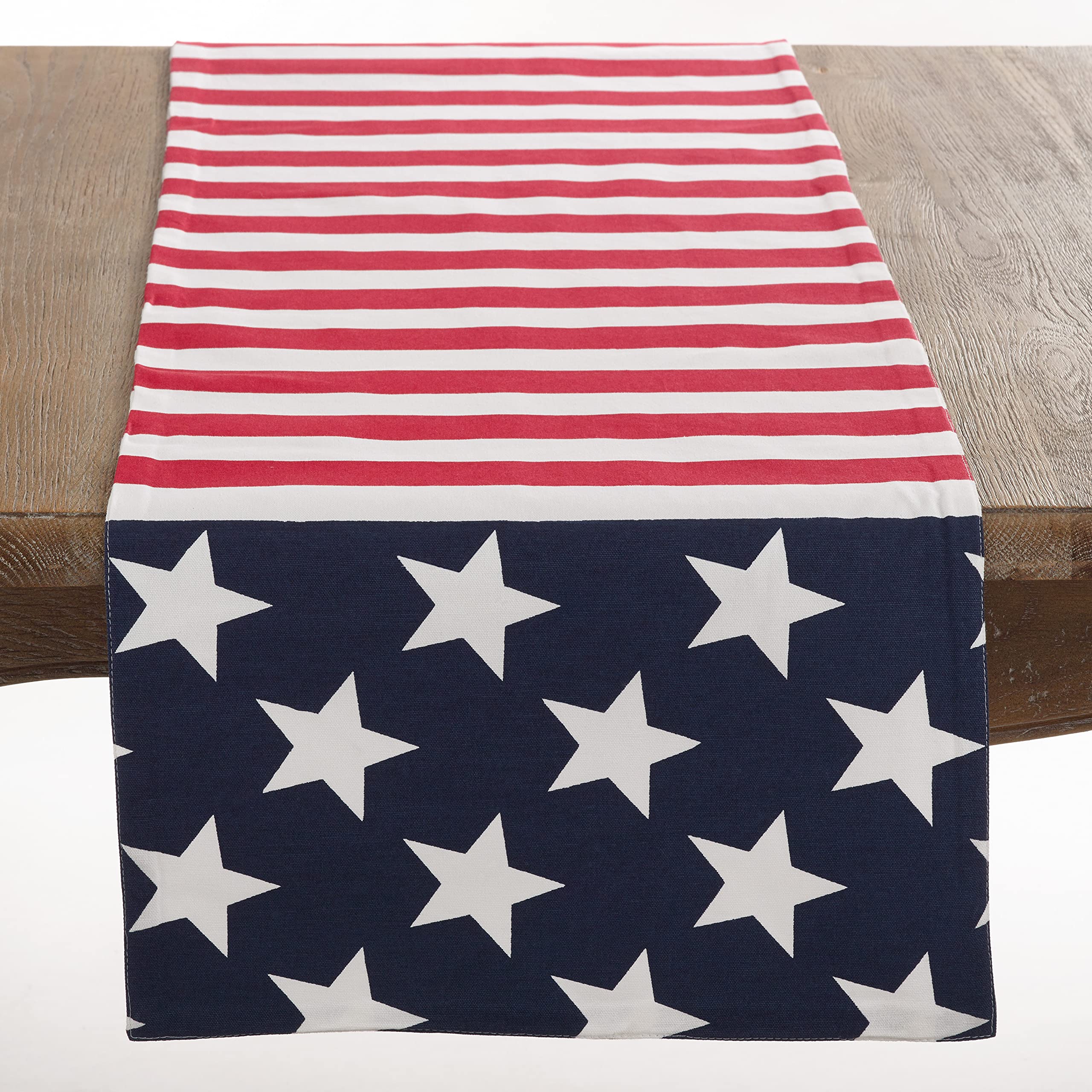 American Flag Patriotic Table Runner for 4th of July, Memorial Day, BBQ & Holiday Decor - Red White Blue Stripes USA Theme Dining Table Cover