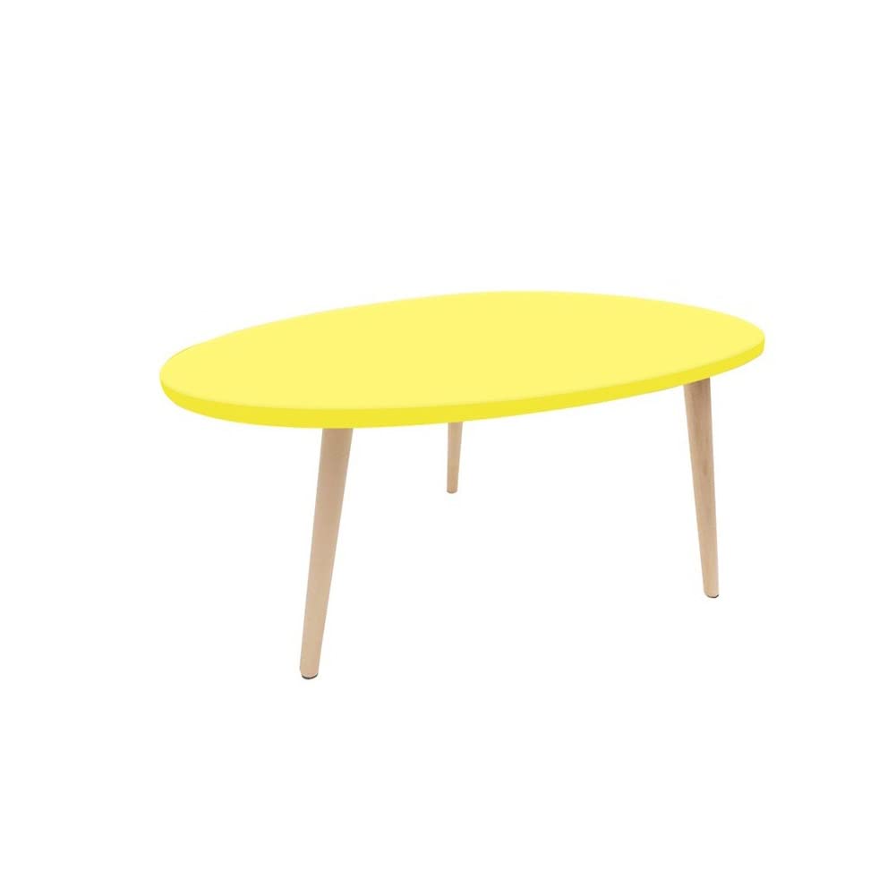 Round Nesting Coffee Table Set - Modern Raindrop Shape Triangle Side Table with Beech Wood Legs in White, Yellow, Black (Yellow-Raindrop) - Perfect for Living Room, Bedroom, or Office Decor
