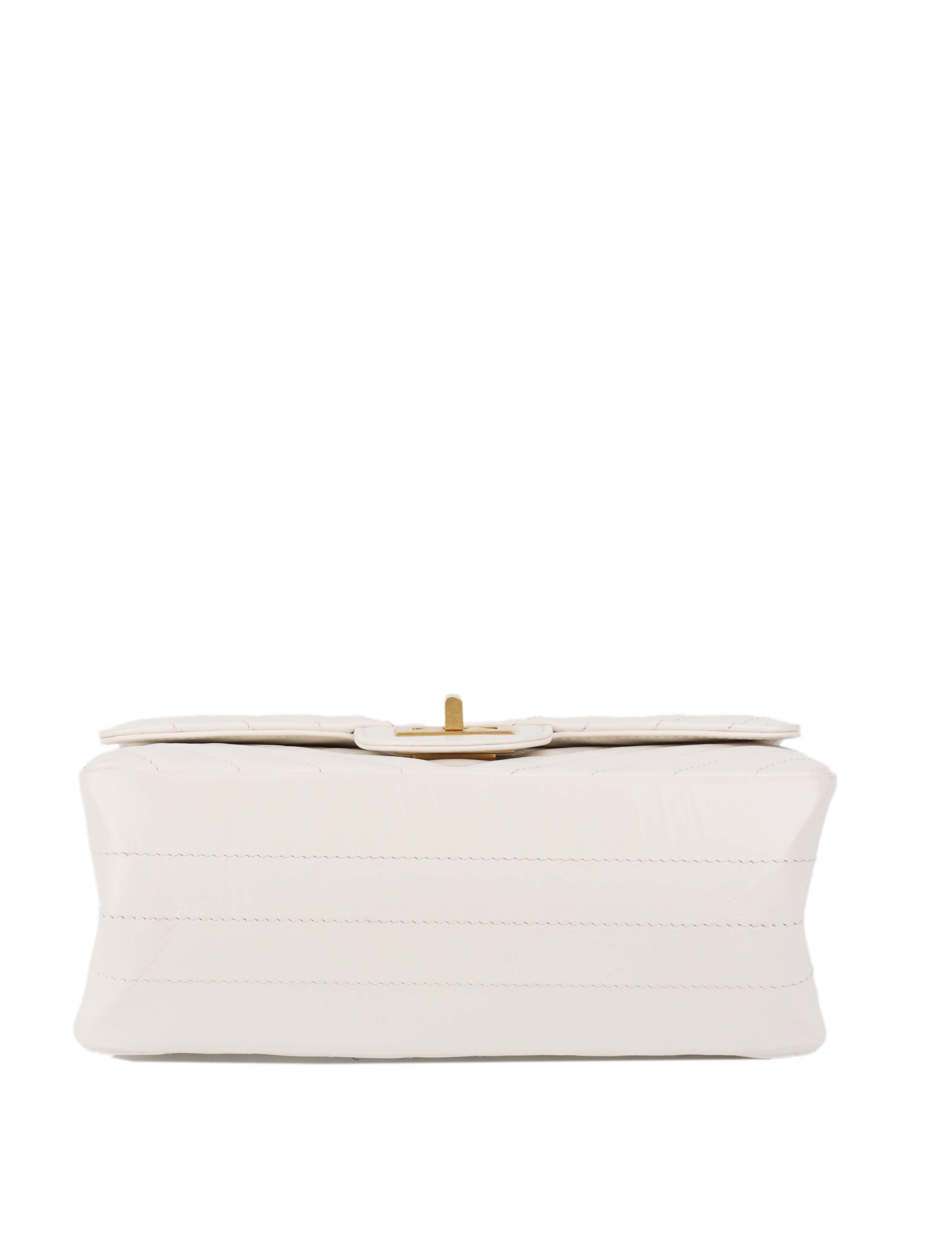 Chanel Small White Chevron 2.55 Classic Flap Bag - Luxury Designer Handbag for Women, Perfect for Everyday Use & Special Occasions