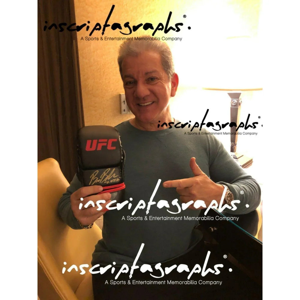 Bruce Buffer Signed UFC Glove - 'It's Time!' Inscribed MMA Autograph - Official Octagon Announcer Collectible for UFC Fans & Sports Memorabilia Display