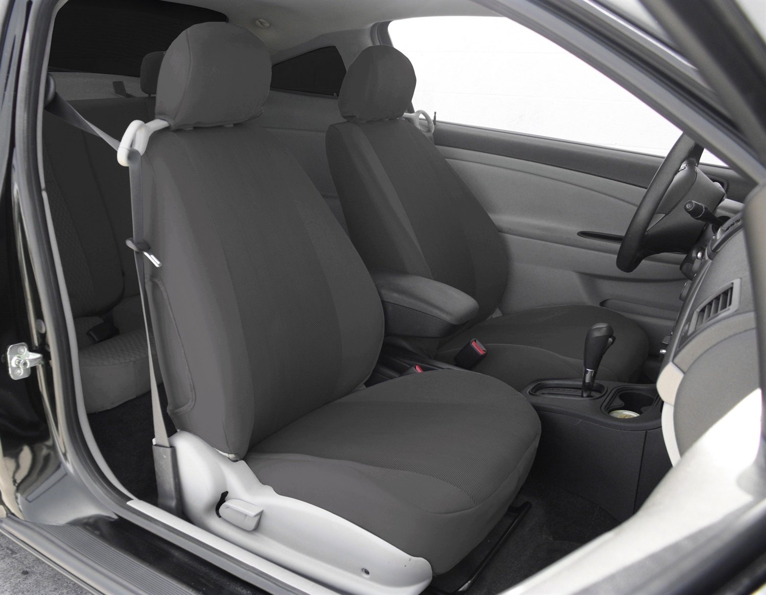 Premium CalTrend Front Bucket Seat Covers for 2007-2010 Jeep Grand Cherokee - Light Grey EuroSport Design with Stylish Trim | Durable Protection for Off-Road Adventures & Daily Commutes