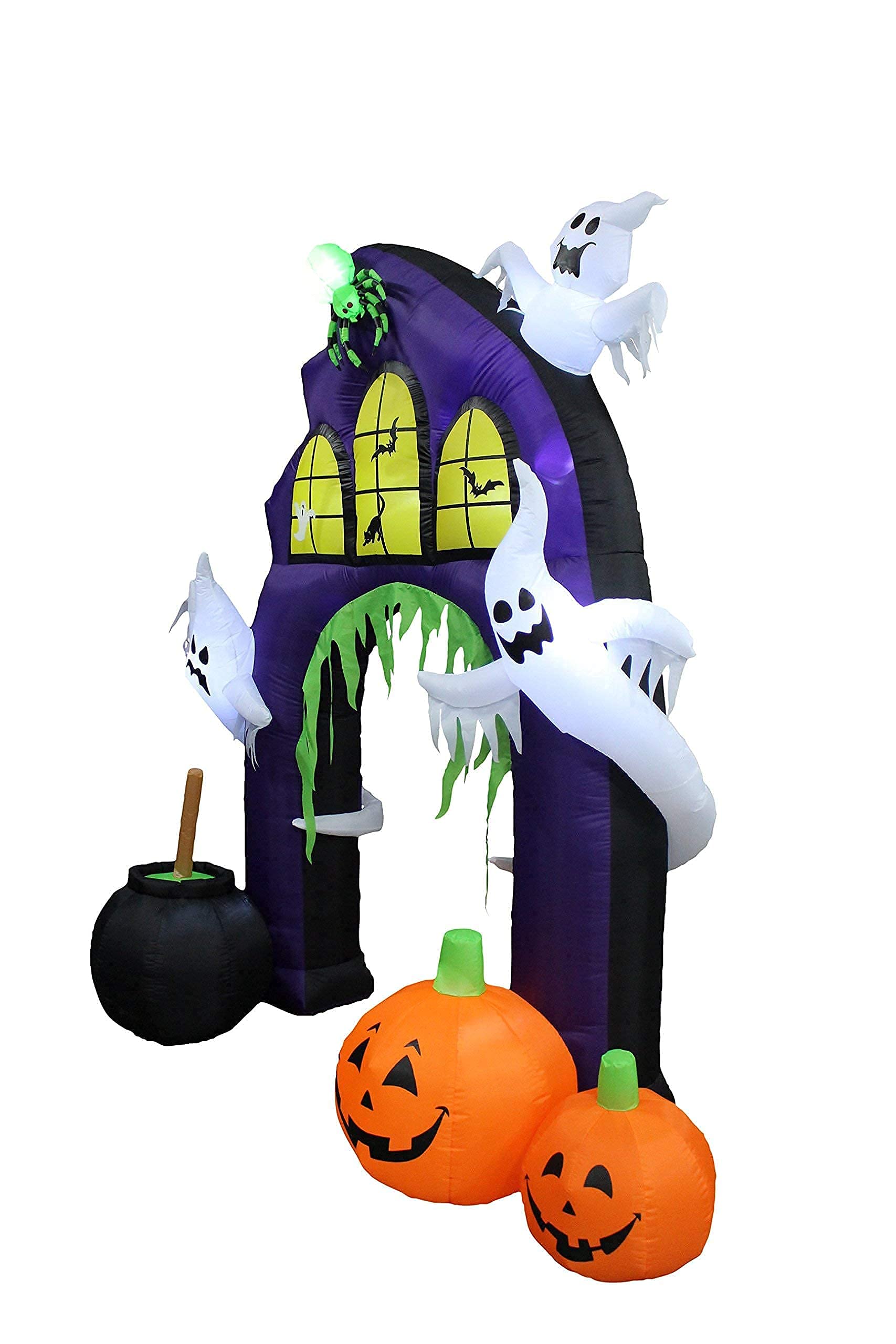 9ft Halloween Inflatable Castle Archway with Pumpkins & Ghosts + 6ft Thanksgiving Inflatable Turkey with Pilgrim Hat - LED Lighted Party Decorations Bundle for Outdoor Yard, Garden, and Holiday Celebrations