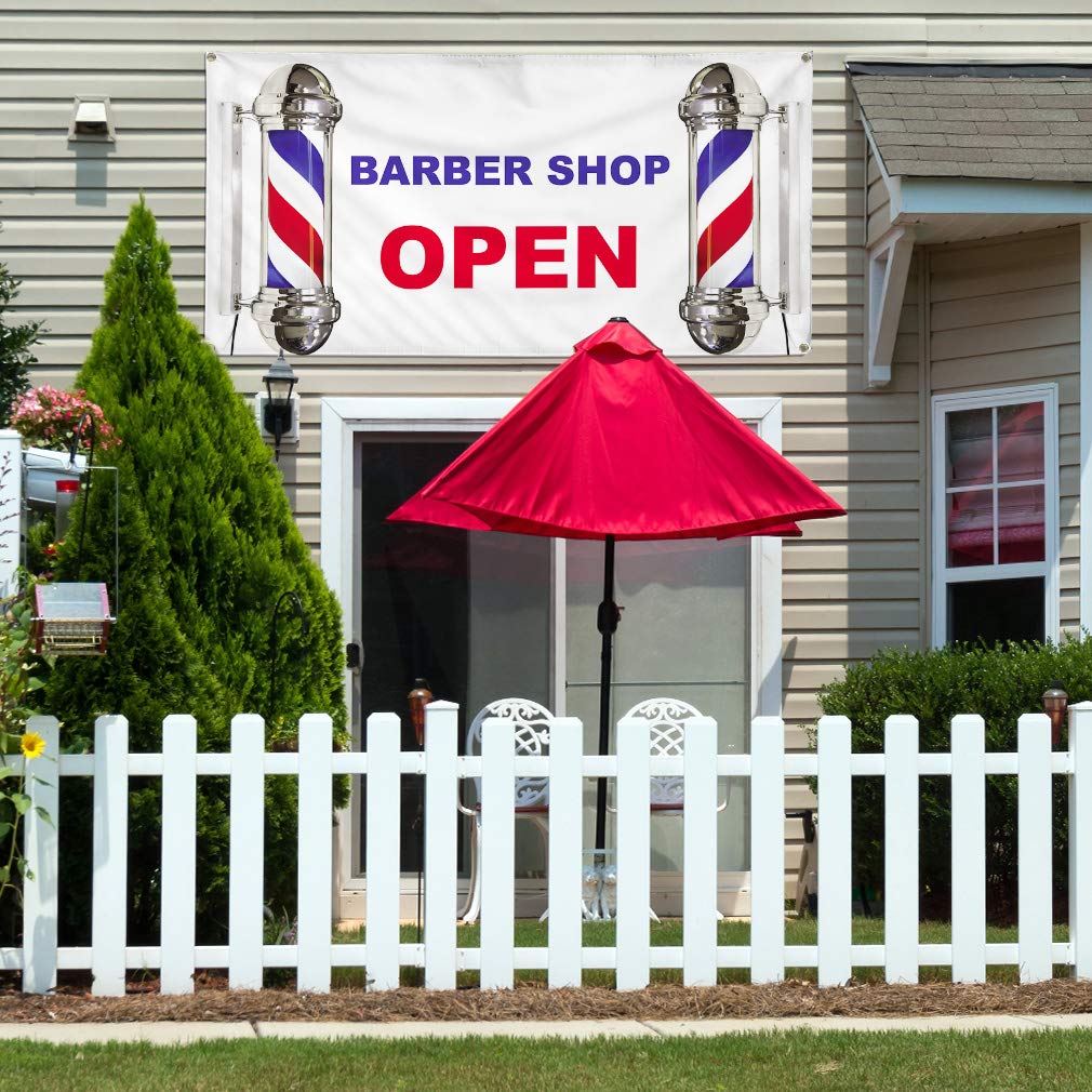 Custom Vinyl Banner for Barber Shop - Weatherproof Outdoor Advertising Sign with 8 Grommets (48x96 Inches) - Perfect for Business Promotion, Grand Openings & Yard Signs
