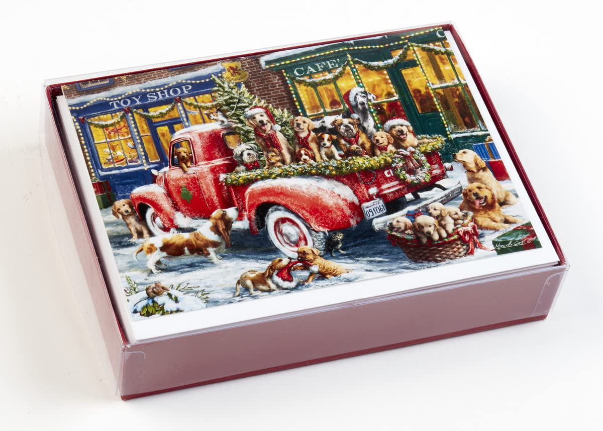 Doggone Christmas Greeting Cards - Box of 15 Festive Holiday Cards with 16 Gold Foil Envelopes | Perfect for Christmas Wishes, Holiday Parties & Family Gatherings