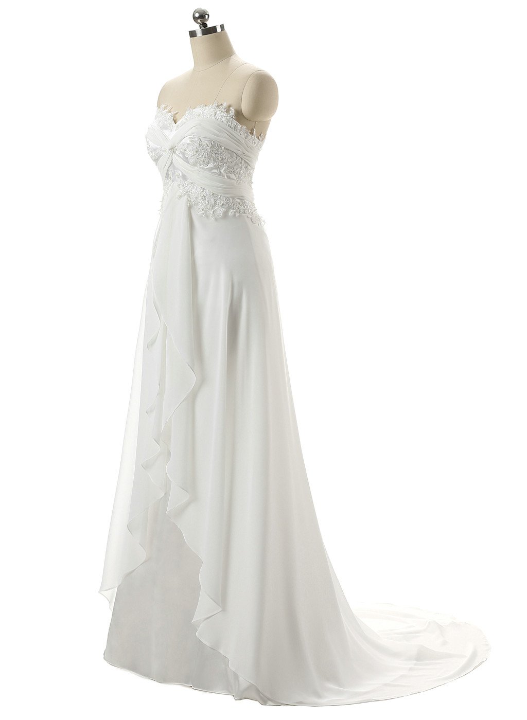 Elegant Sweetheart Neckline Chiffon Long Beach Wedding Dress for Women – Perfect for Beach Weddings, Destination Elopements, and Romantic Seaside Ceremonies