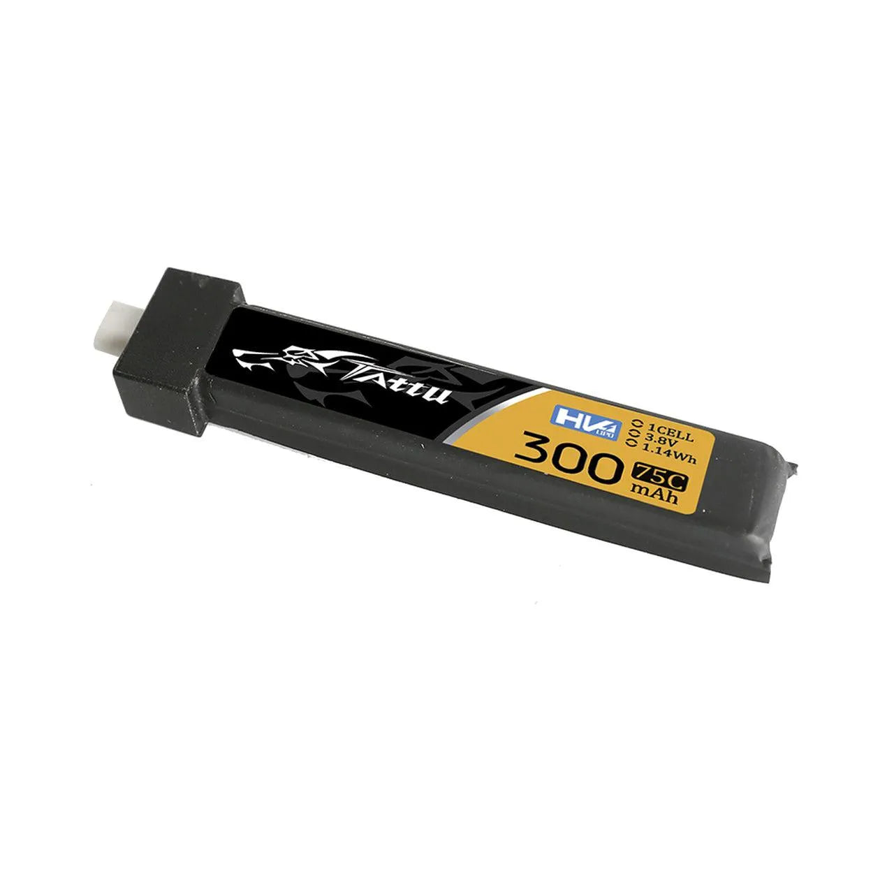 Tattu 300mAh 3.8V High Voltage 75C 1S1P Lipo Battery Pack with BT 2.0 Plug (5-Pack) - Perfect for RC Drones, FPV Racing, and Mini Quadcopters