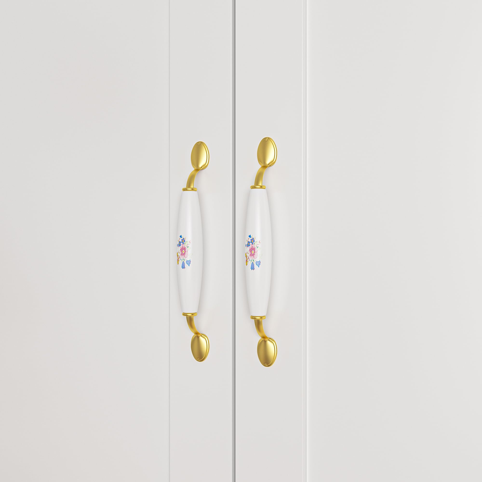Homsee White Wooden Wardrobe Armoire Closet - 3 Doors, 5 Storage Compartments, 2 Hanging Rods & Decorative Handles for Bedroom Organization - Perfect for Master Bedroom, Guest Room, and Walk-in Closet Storage Solutions