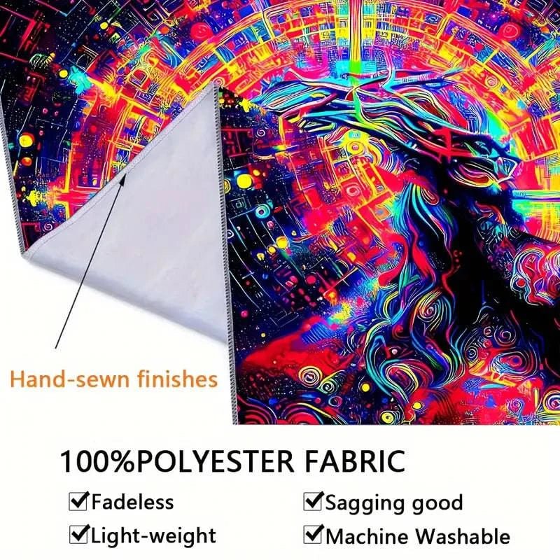 Retro Aesthetic UV Glow Tapestry Wall Art Decor - Psychedelic Blacklight Poster for Bedroom, Dorm, Living Room & Party Decorations