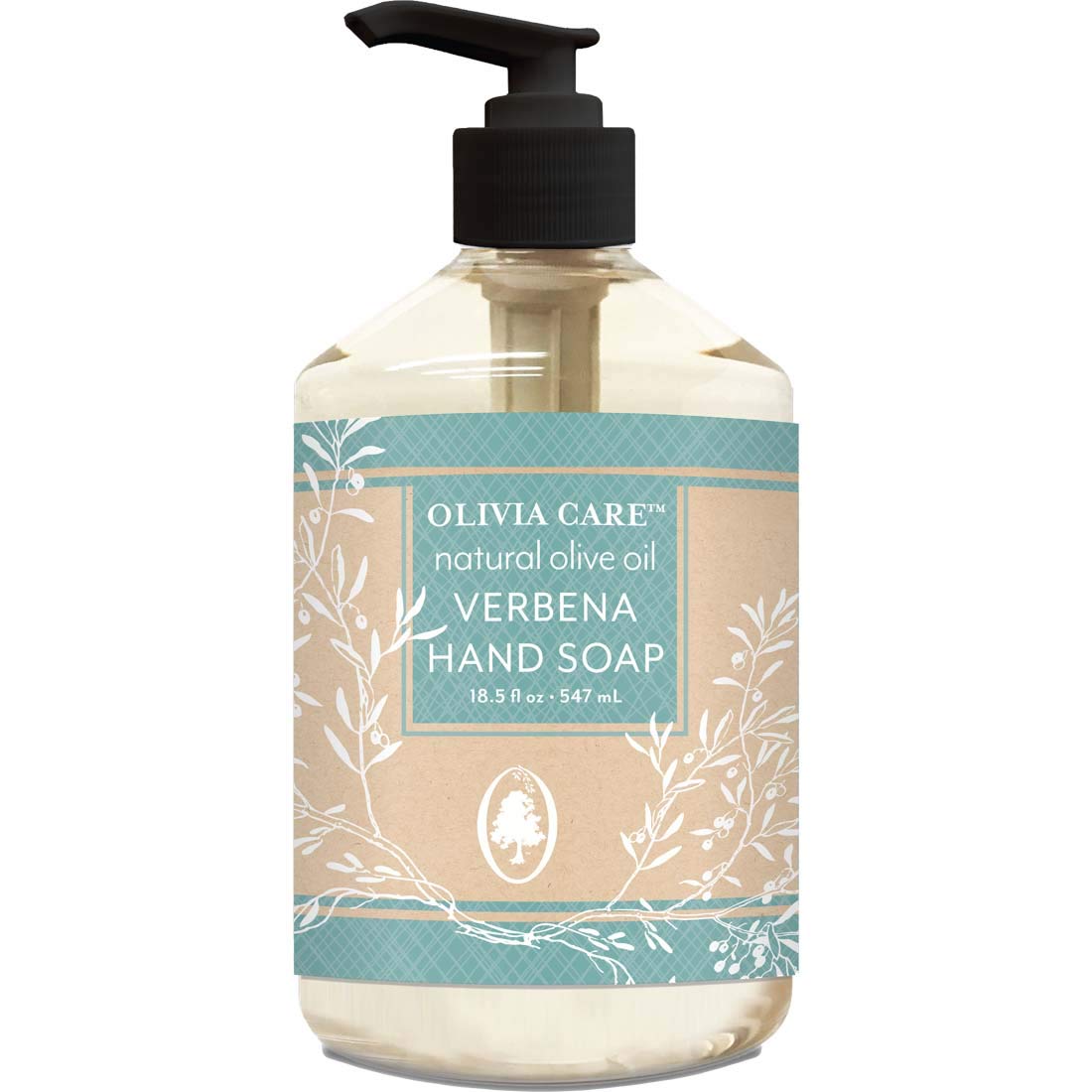 Olivia Care All Natural Liquid Hand Soap with Verbena & Olive Oil - Antibacterial, Moisturizing Hand Wash for Kitchen, Bathroom & Office - Gentle Cleansing with Natural Scent - 18.5 oz - Perfect for Daily Hygiene, Travel & Sensitive Skin Care