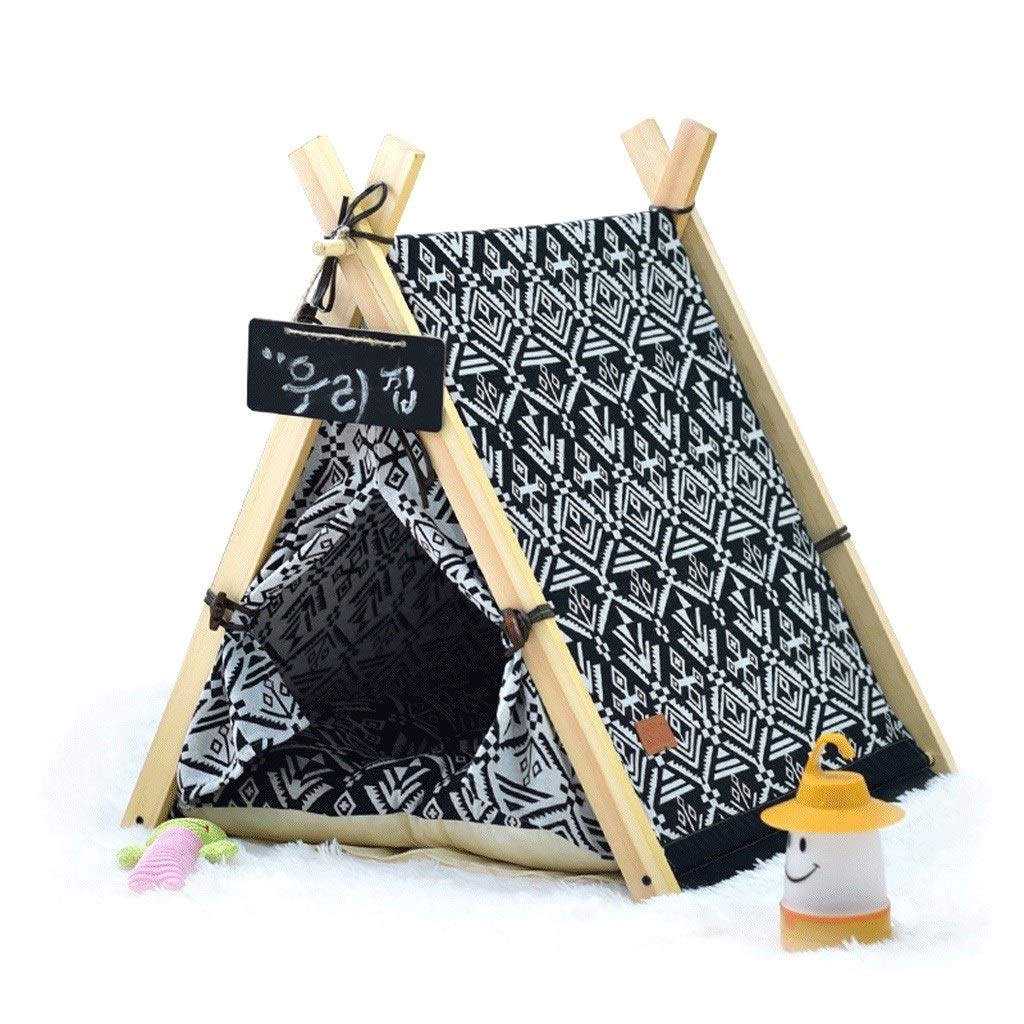 Washable Pet Tent Bed - Wooden Dog House & Cat Litter for Small Pets - Indoor/Outdoor Use