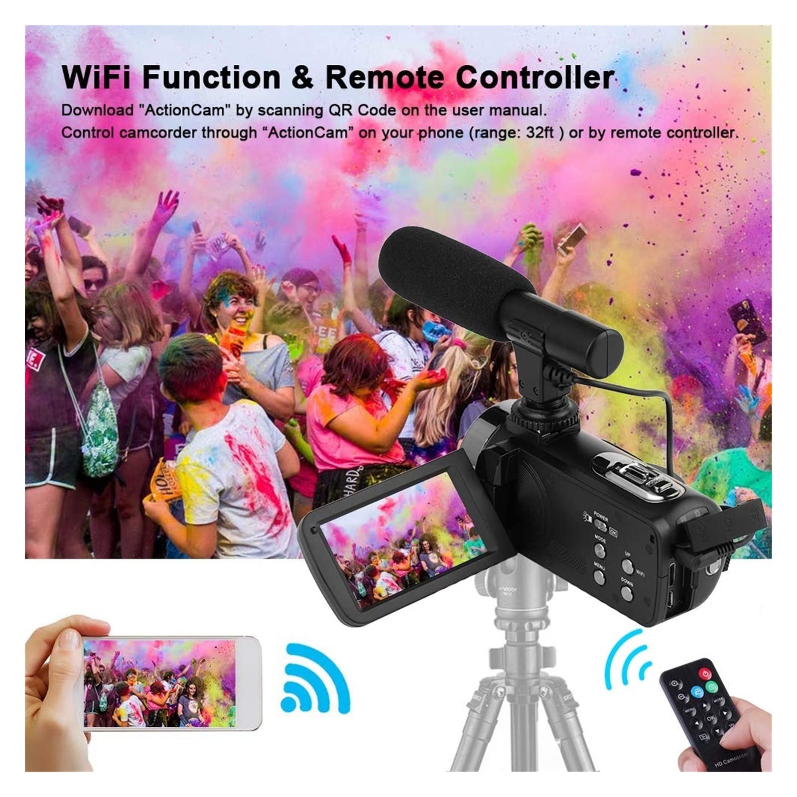 BODORME 4K Digital Video Camera with 48MP Photography - 2 Pack Stream Camcorder for Time-Lapse, Vlogging & Webcam (Includes 64GB SD Card, Blue) - Perfect for YouTube, Live Streaming & Home Security