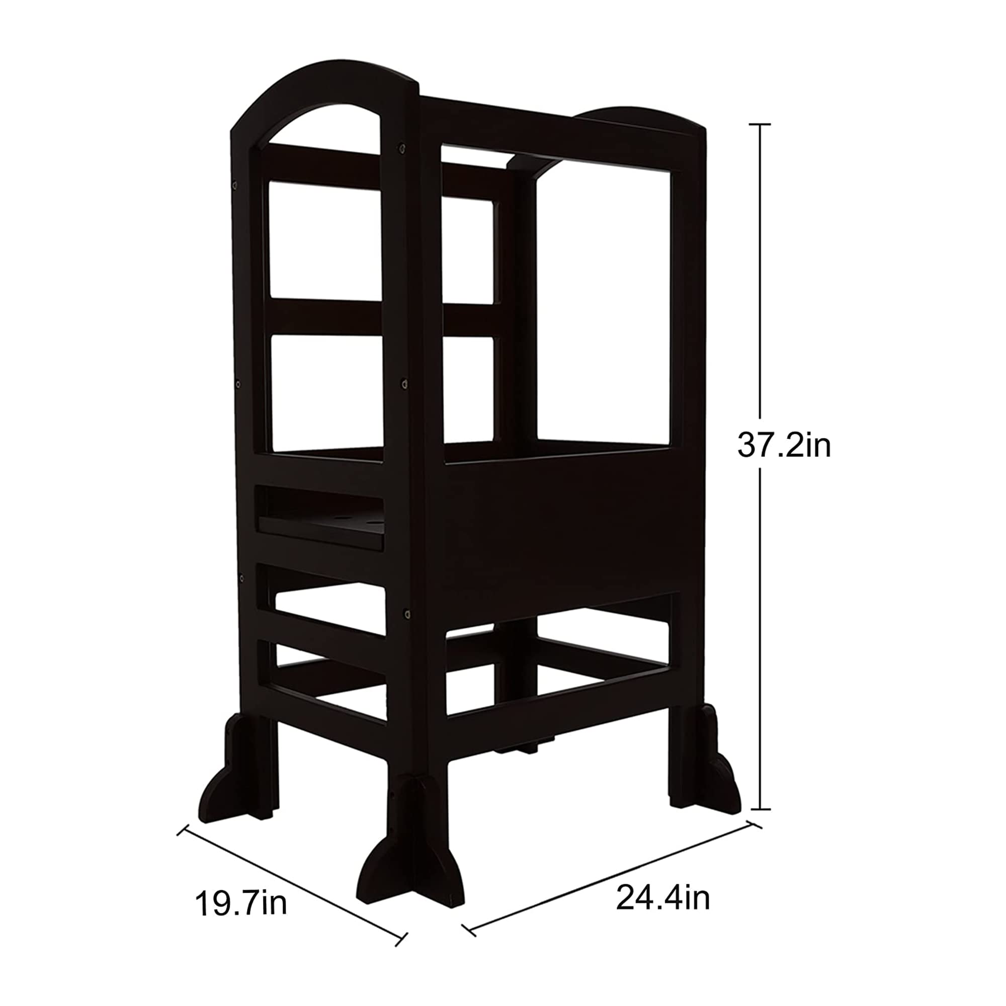SDADI LT02B Adjustable Height Kids Kitchen Step Stool - 4-Level Learning Tower for Toddlers & Children - Safe for Kitchen, Bathroom & Playroom - Black (Perfect for Cooking, Washing Hands & Playtime)