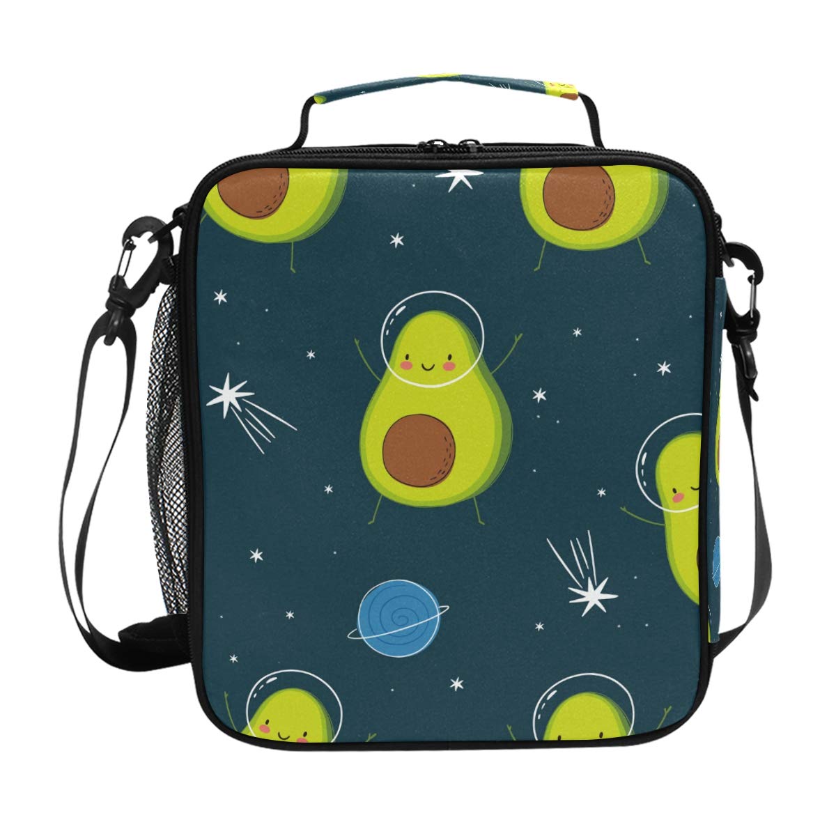 **Insulated Lunch Box Bag - Cute Cartoon Avocado Design, Space Navy Thermal Cooler Tote with Shoulder Strap for Women | Portable Food Container for Travel, Office, School & Picnic**