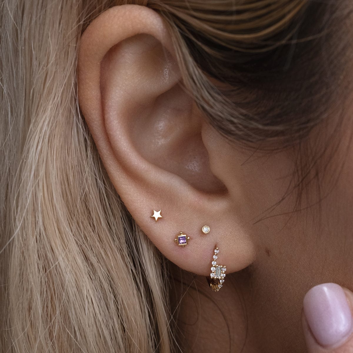 Diamond Baguette Huggie Hoop Earrings for Women - Elegant Cradle Design for Everyday Wear & Special Occasions