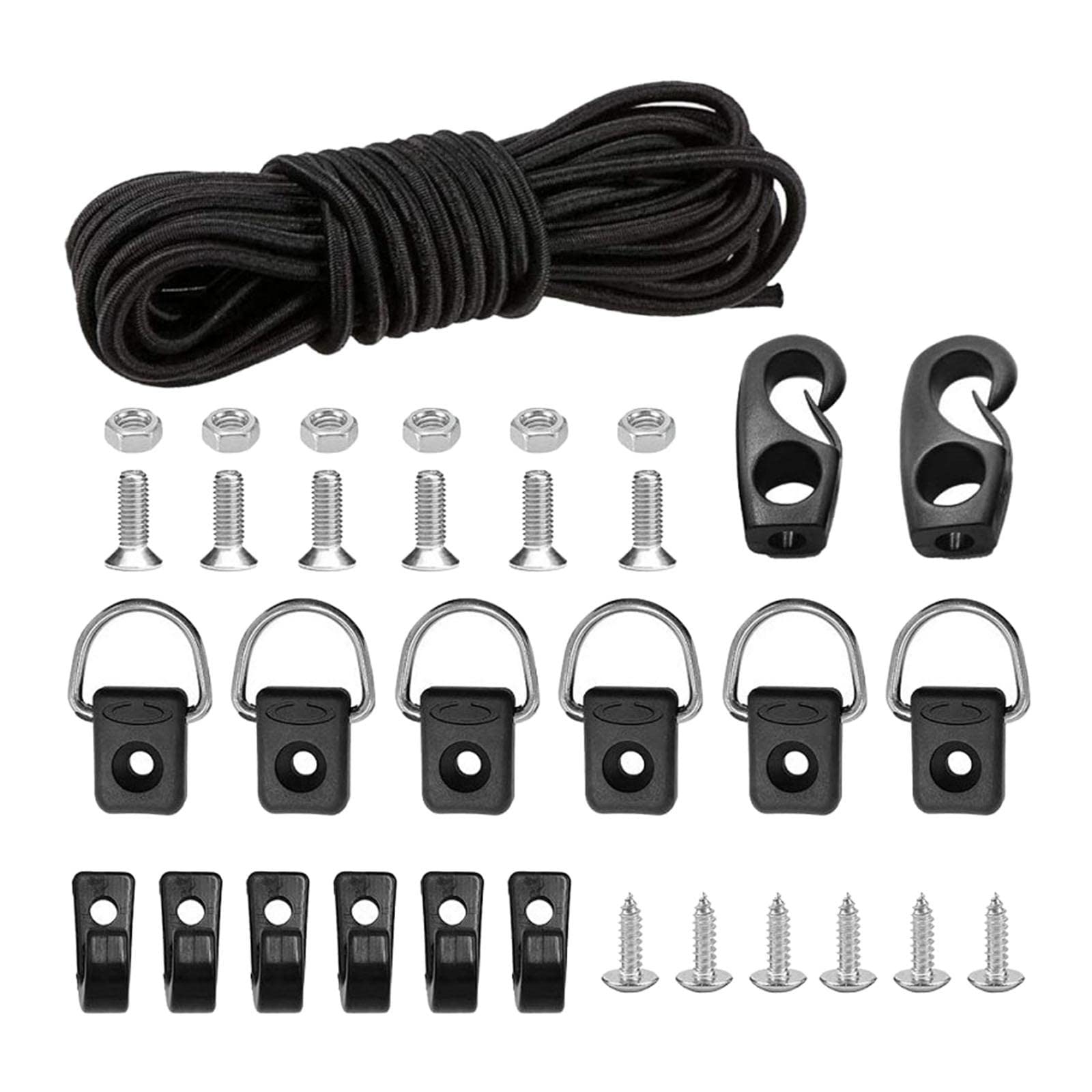SM SunniMix Kayak Deck Rigging Kit with Cord, Screws & D-Rings - Kayak Outfitting Accessories for Fishing, Camping & Water Sports
