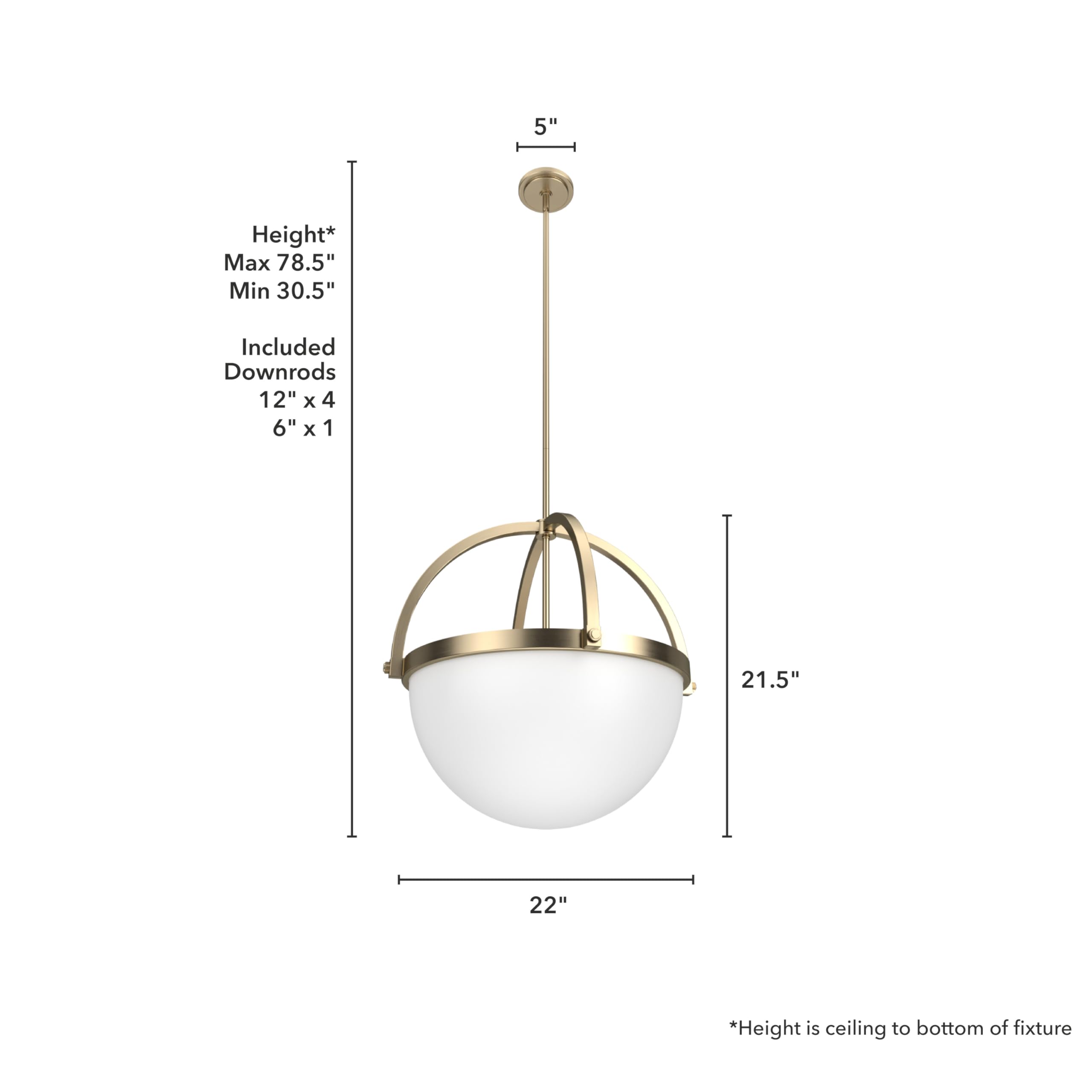 Hunter Fan Company 19238 Wedgefield Pendant Light in Alturas Gold - Modern Ceiling Lighting Fixture for Dining Room, Kitchen Island & Foyer Decor