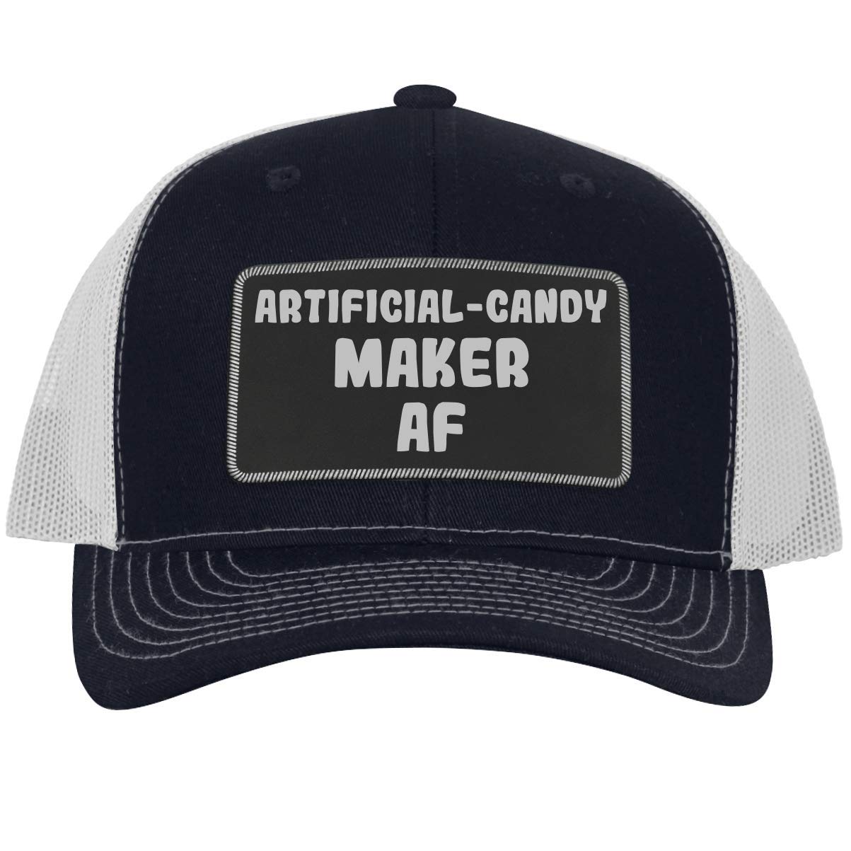 Custom Engraved Leather Patch Trucker Hat - Artificial Candy Maker AF - Stylish Black Hat for Casual Wear, Outdoor Activities & Gifts