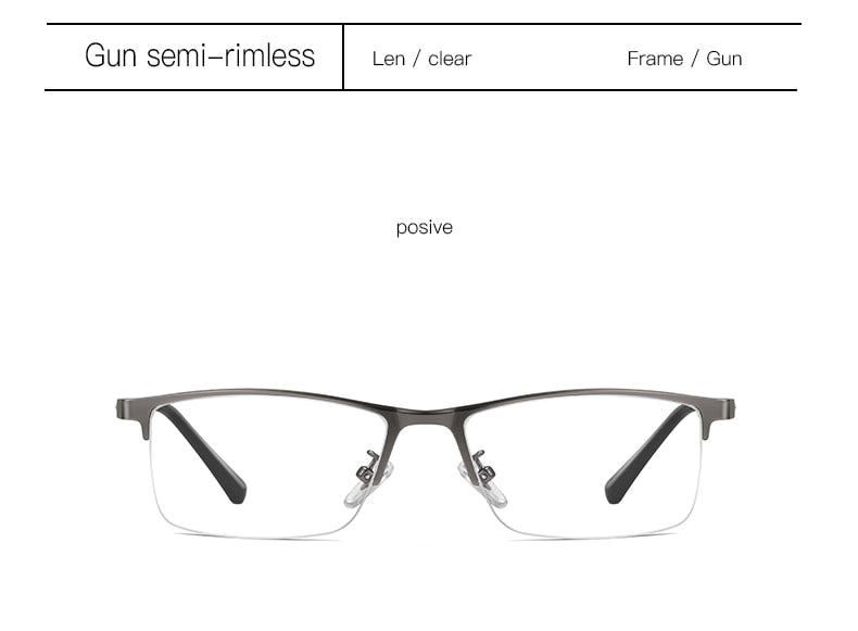 Aidien Men's Custom Lens Semi-Rimless Alloy Frame Eyeglasses AR5055 - Lightweight & Durable Glasses for Work, Reading & Everyday Use