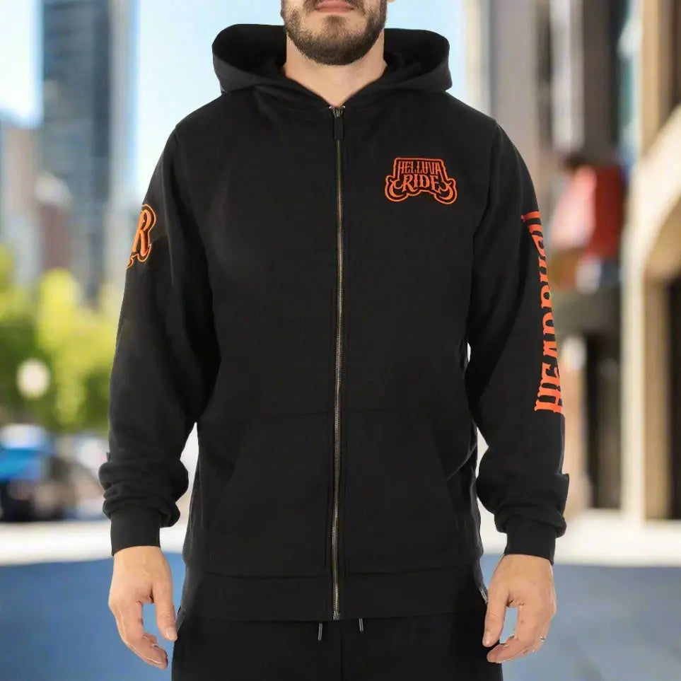 Death Ride Zip Up Hoodie for Men & Women | Premium Streetwear Pullover with Front Pocket | Perfect for Skateboarding, Motorcycle Riding & Urban Fashion