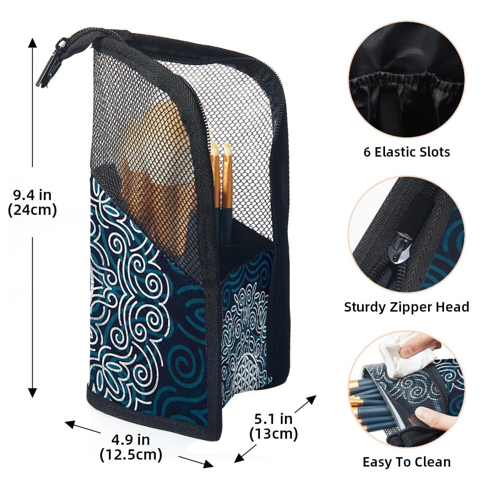 12-Piece Makeup Brush Organizer Bag with Flower Ethnic Design - Portable Cosmetic Brush Holder Case for Travel & Home Storage | Perfect for Makeup Artists & Beauty Enthusiasts
