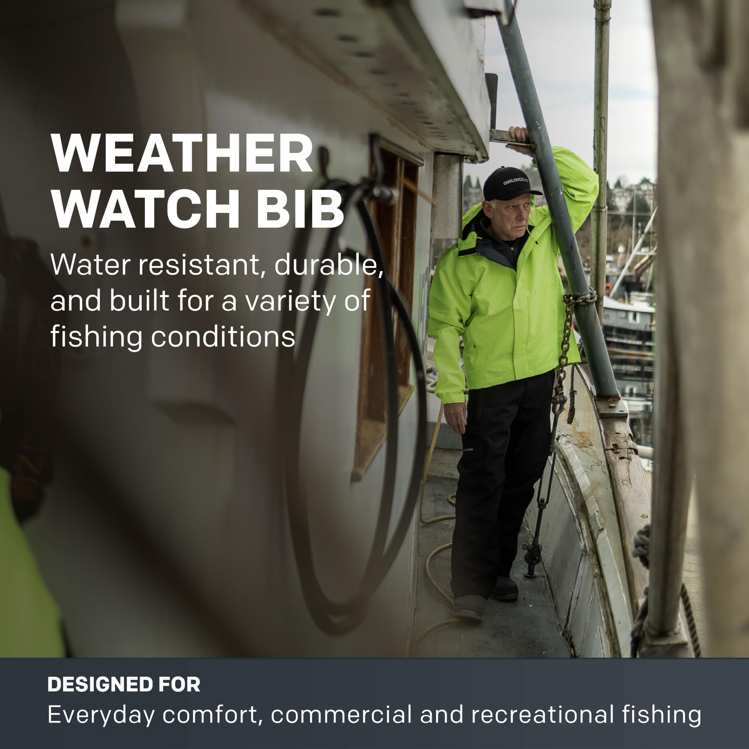 Grundéns Men's Weather Watch Fishing Bib Pants - Waterproof & Durable for Cold Weather Fishing, Hunting, and Outdoor Work