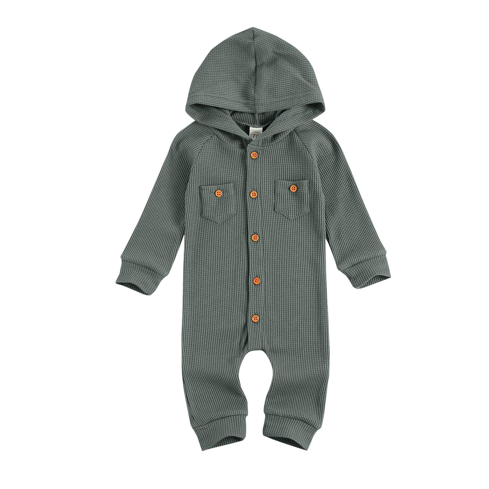 Newborn Baby Girl & Boy Waffle Knit Cotton Romper - Long Sleeve Hooded Onesie Bodysuit Outfit Set | Soft & Comfortable for Daily Wear, Photo Shoots & Gift Giving